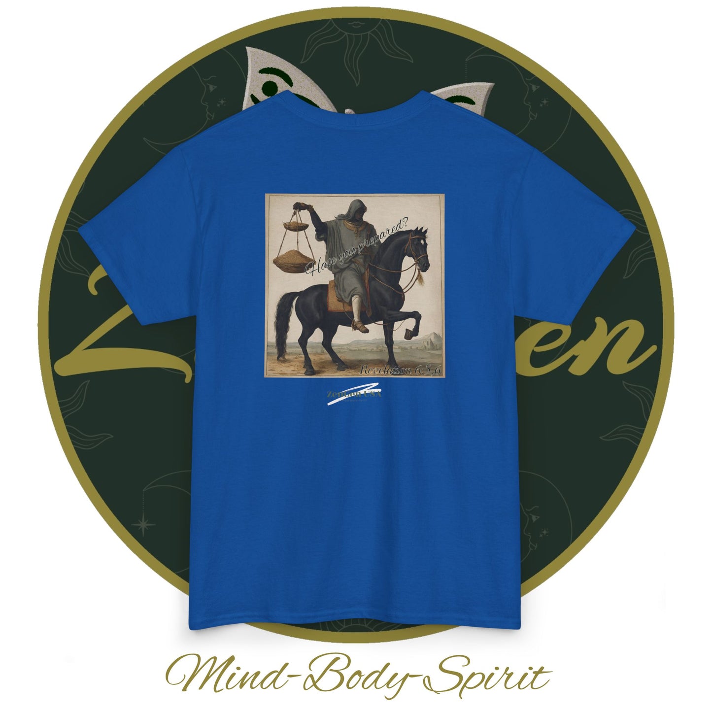 Apocalypse - 3rd Seal Revelation 6:5,6 - Unisex Heavy Cotton Tee - Revelation Collection - ZenGen USA - ZenGen USA