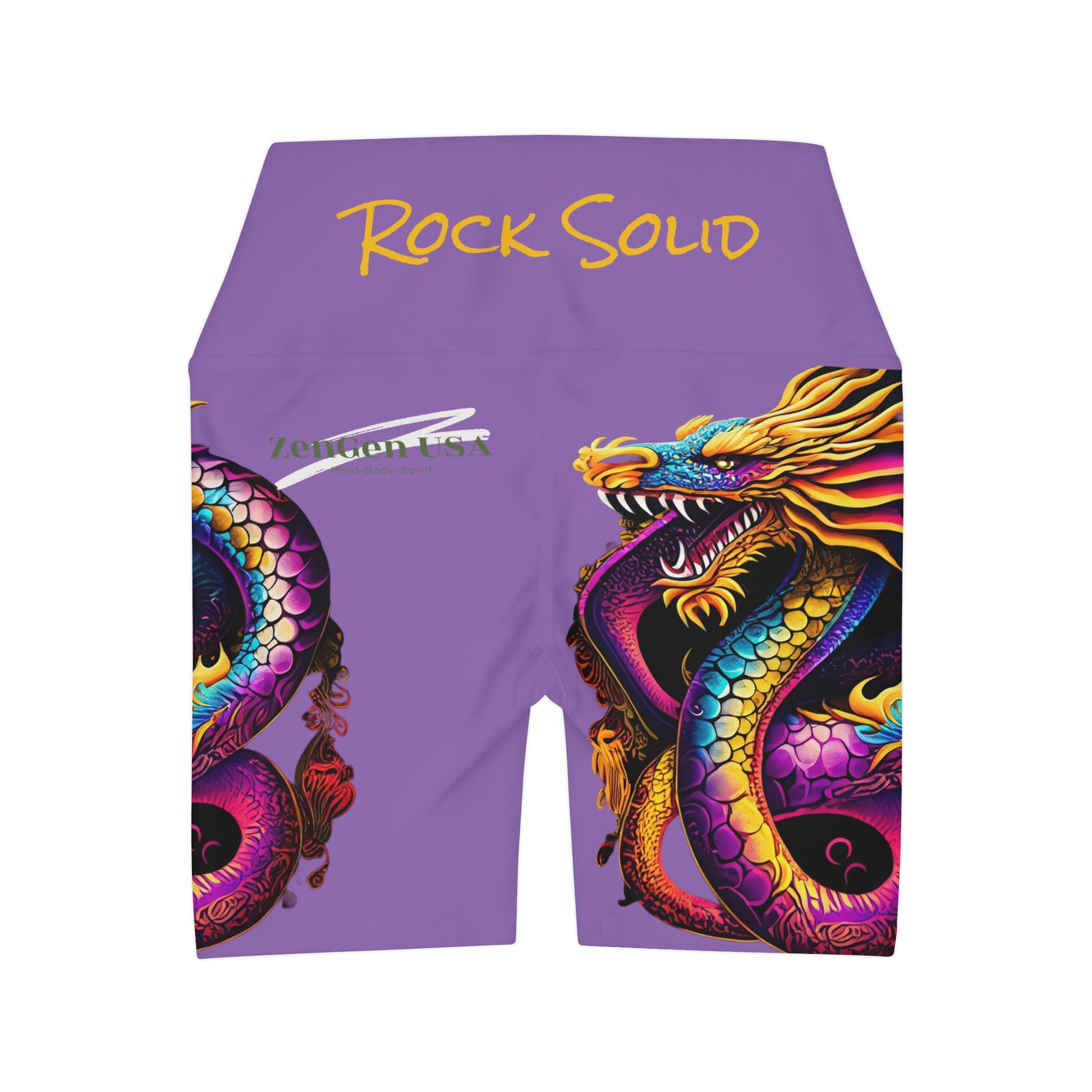 Dragon High Waisted Yoga Shorts | Orchid | ROCK SOLID | ZenGen USA - ZenGen USA