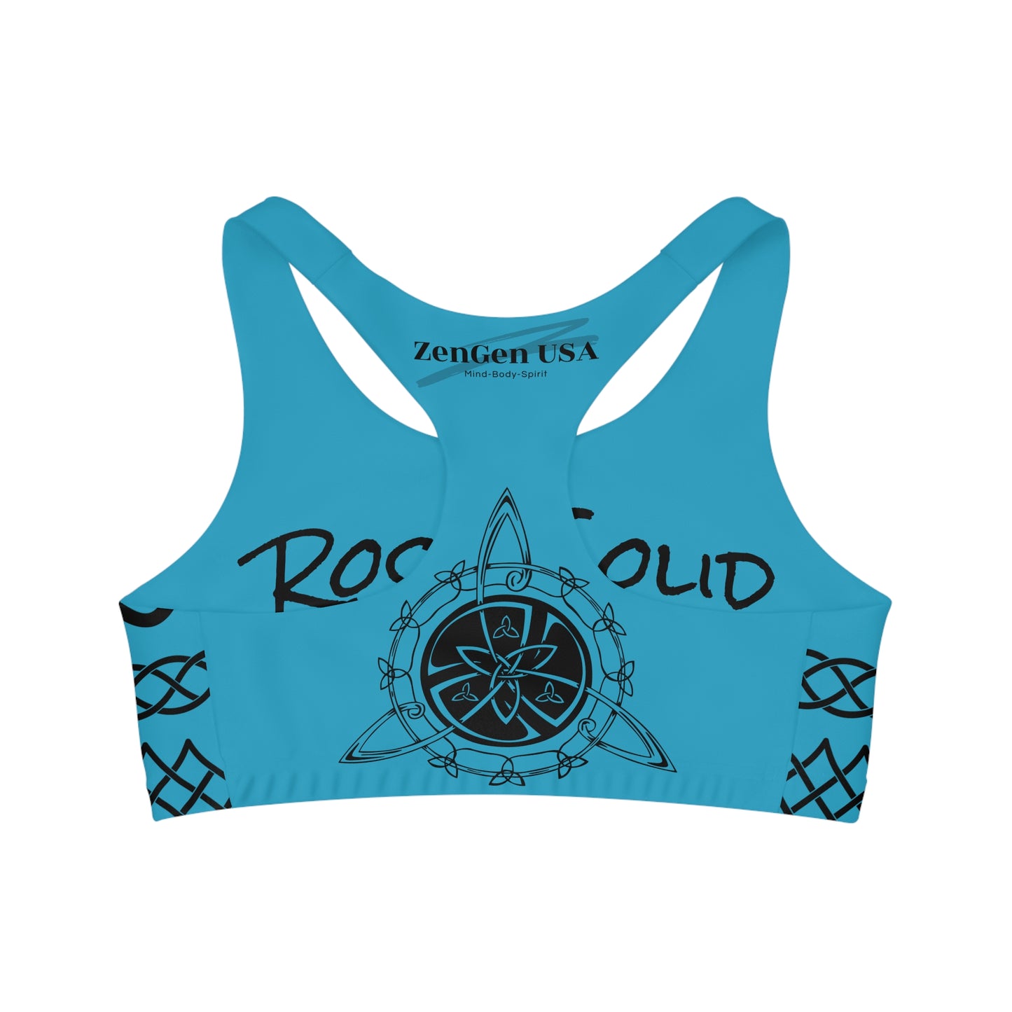 Celtic Tribal Tattoo - Turquoise Sports Bra - ZenGen USA ROCK SOLID - ZenGen USA