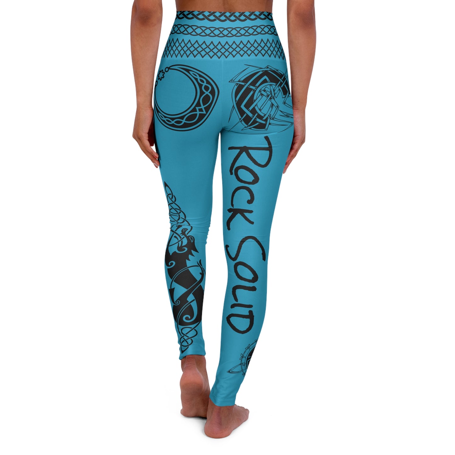 Celtic Tribal Tattoo - Turquoise Yoga Leggings - ZenGen USA ROCK SOLID - ZenGen USA