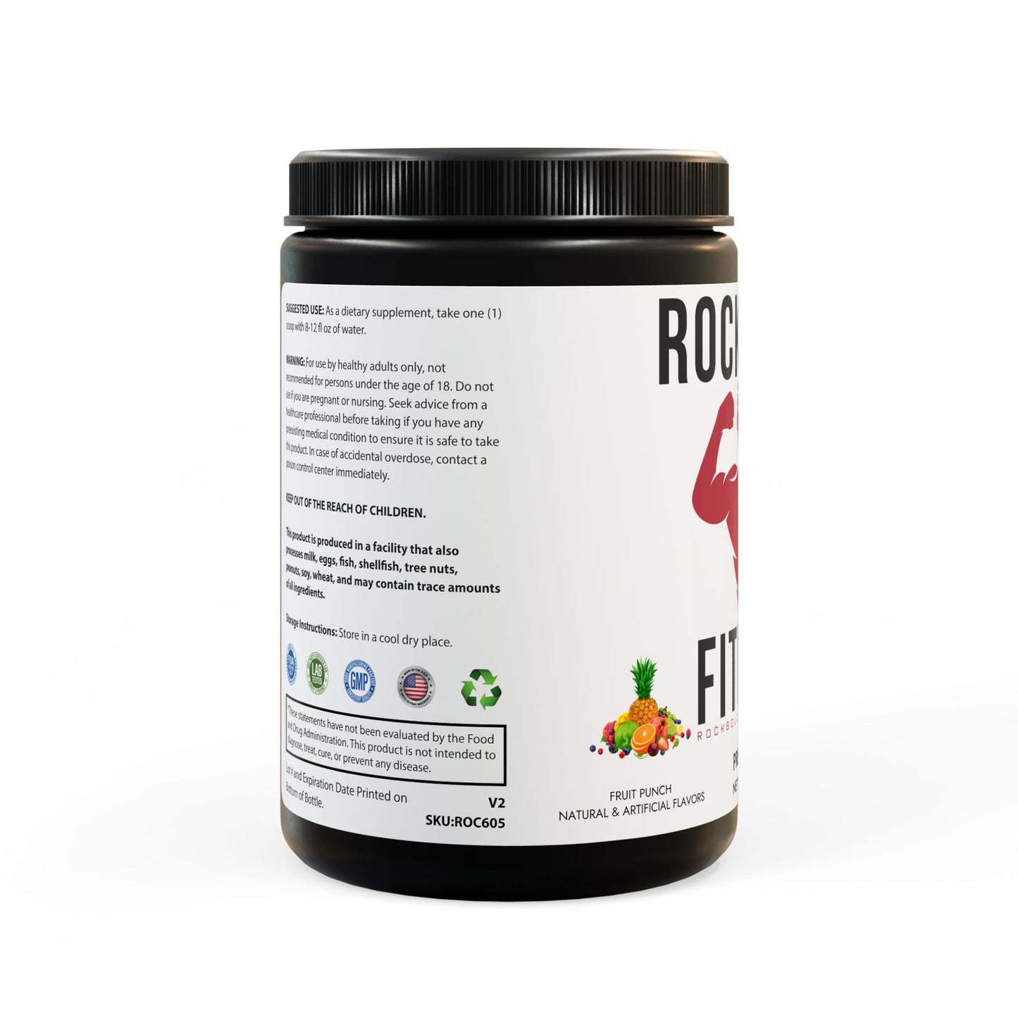 RockSolid Fitness Pre-Workout Supplement - Fruit Punch Flavored (204g, 7.1oz) - ZenGen USA