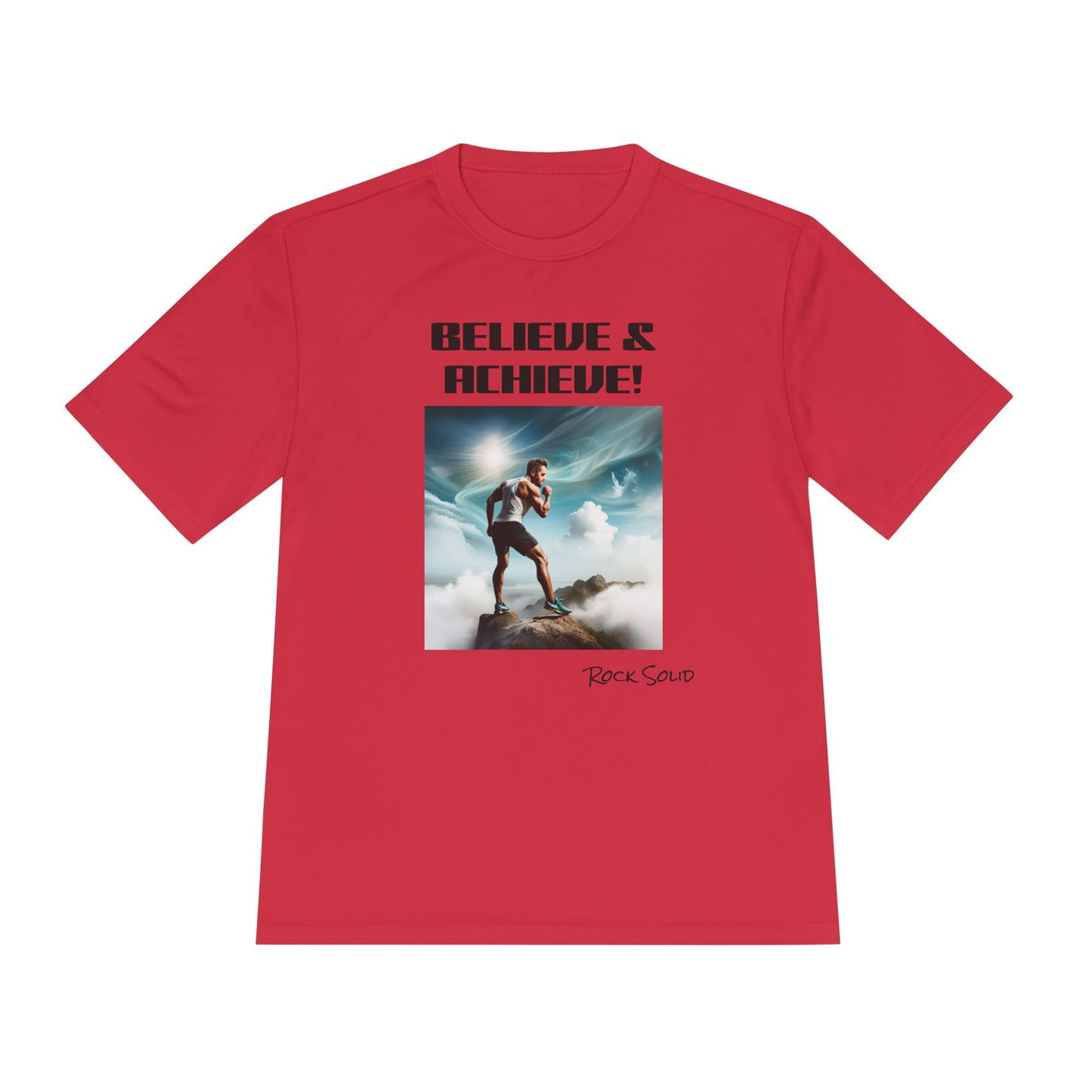 Unisex Moisture Wicking Tee - ROCK SOLID, Believe & Achieve! - ZenGen USA - ZenGen USA