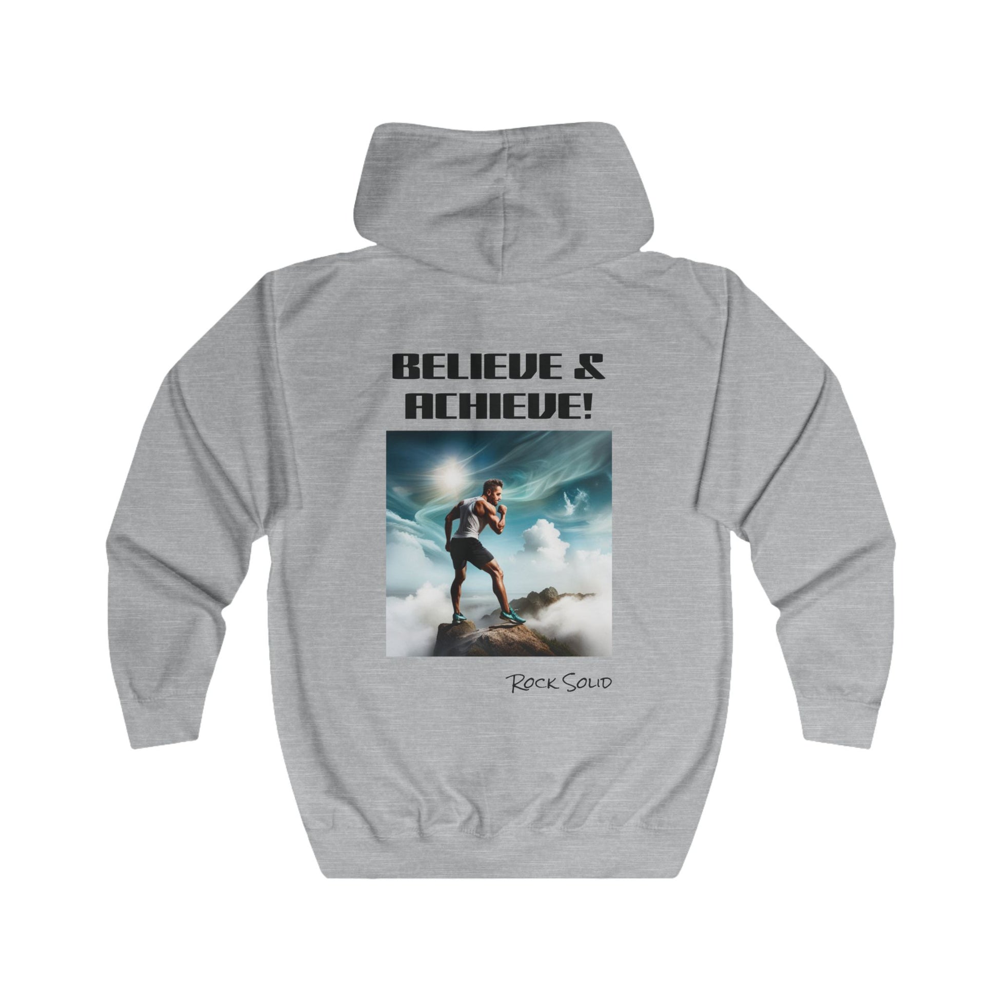 Unisex Full Zip Hoodie - ROCK SOLID "Believe & Achieve!" - ZenGen USA - ZenGen USA