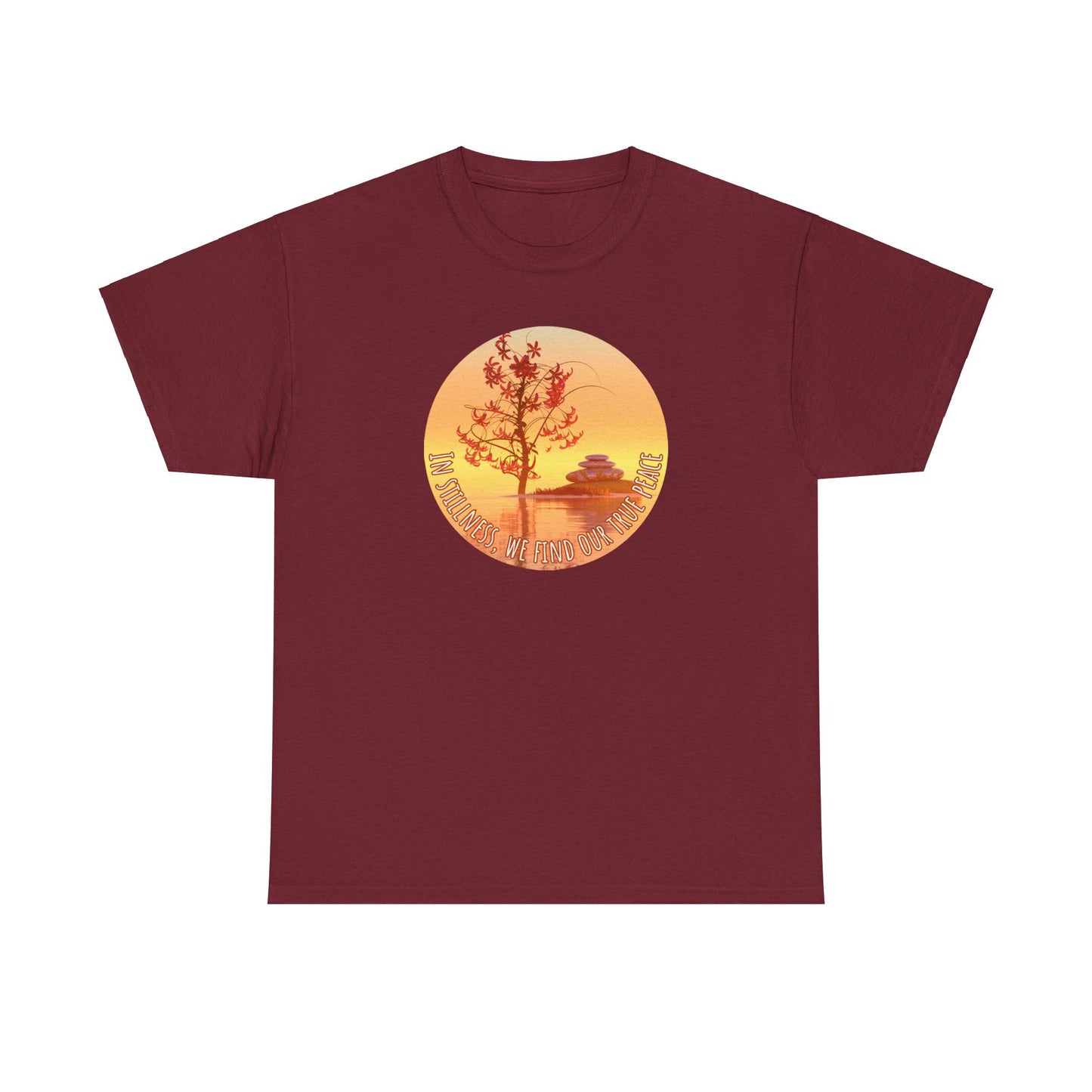 Find True Peace: Unisex Heavy Cotton Zen Bonsai & Cairns Graphic Tee - ZenGen USA