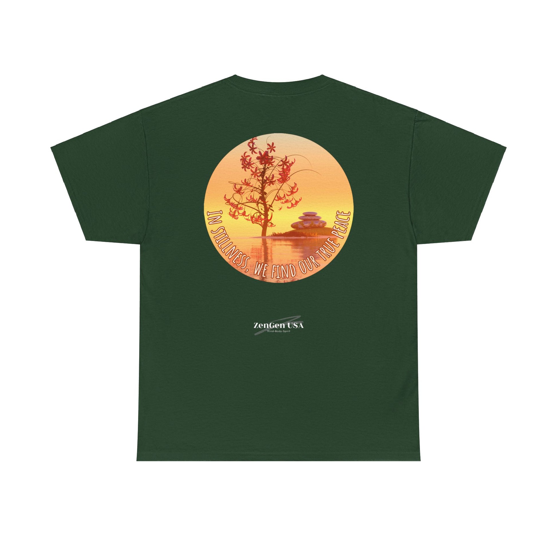 Find True Peace: Unisex Heavy Cotton Zen Bonsai & Cairns Graphic Tee - ZenGen USA