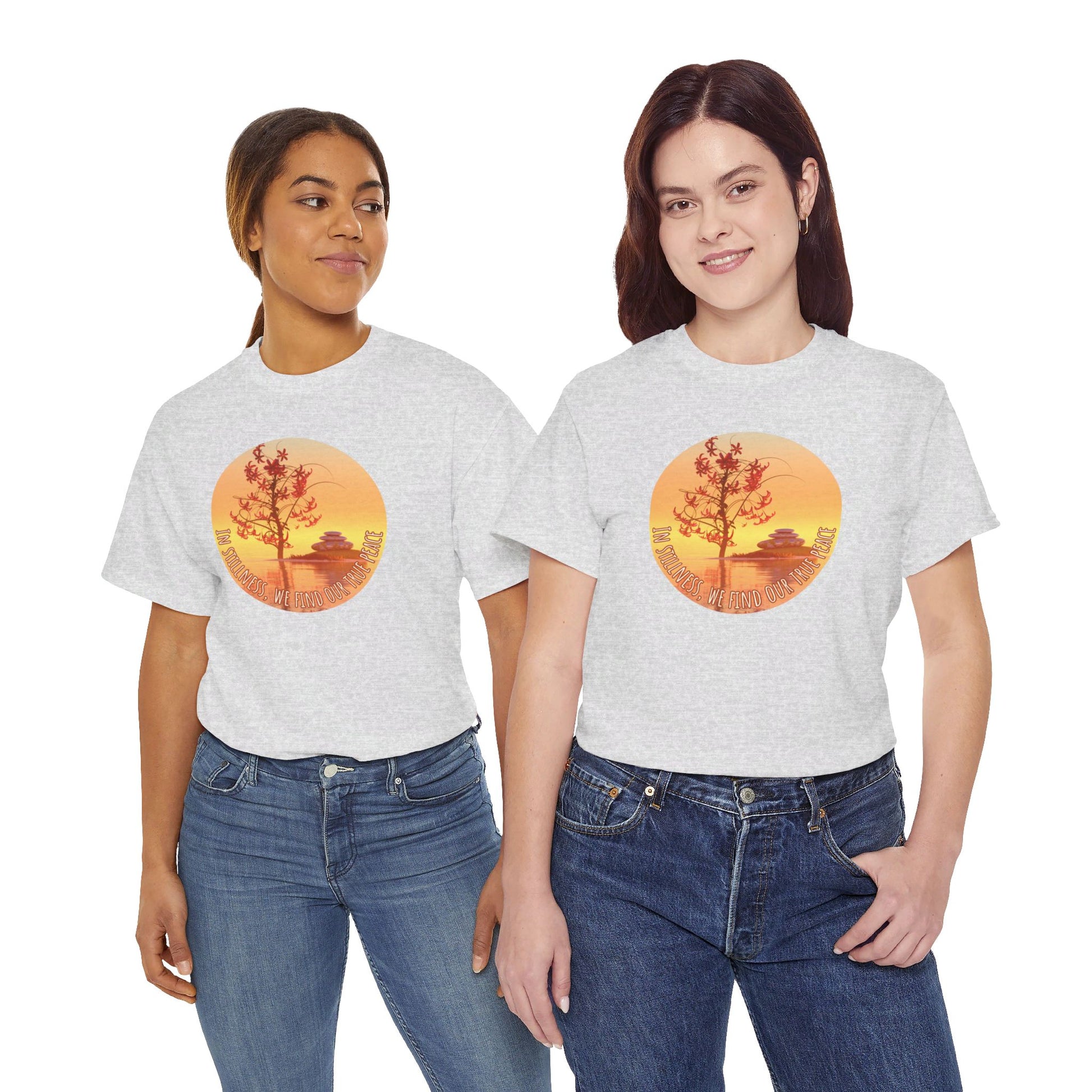 Find True Peace: Unisex Heavy Cotton Zen Bonsai & Cairns Graphic Tee - ZenGen USA