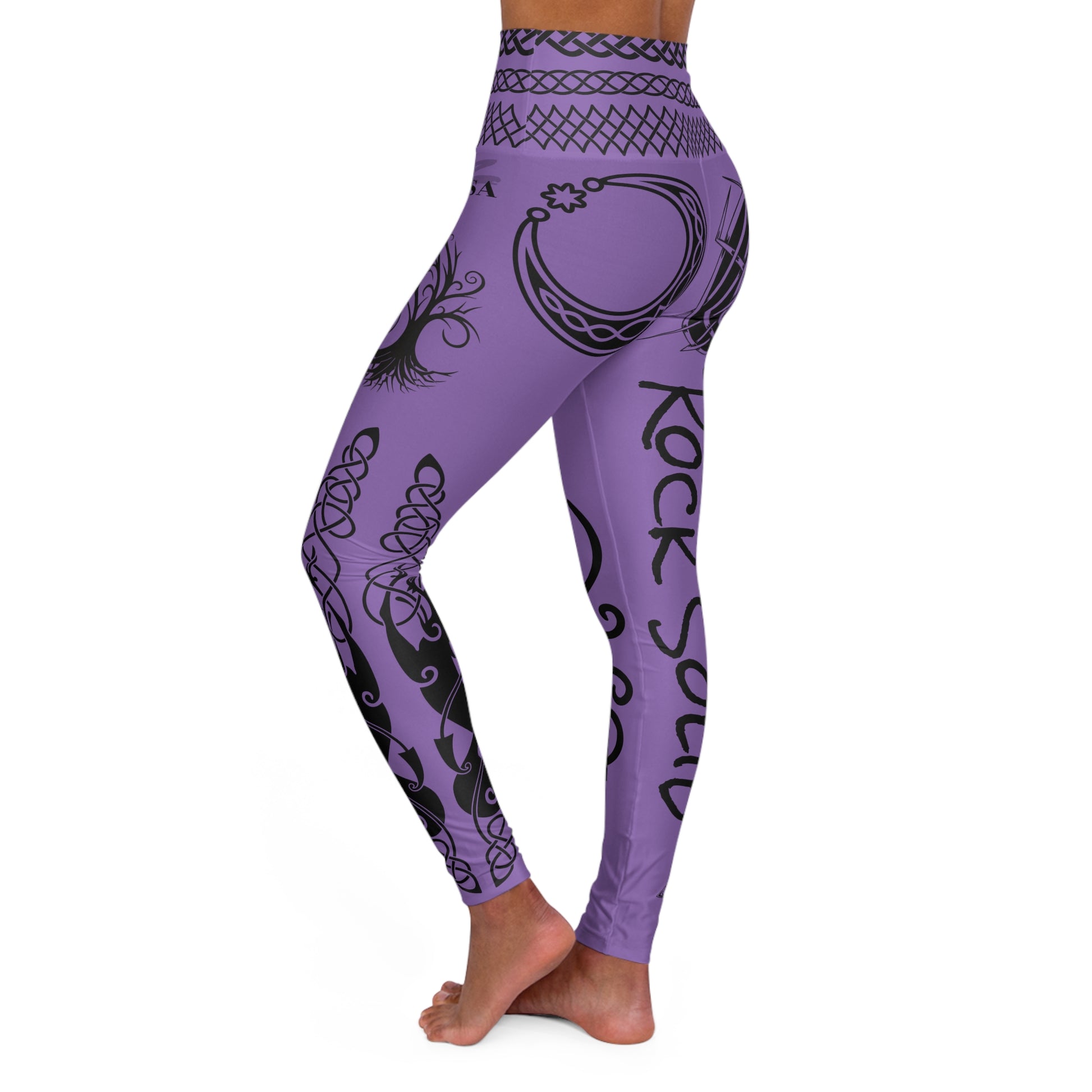 Celtic Tribal Tattoo - Purple Yoga Leggings - ZenGen USA ROCK SOLID - ZenGen USA