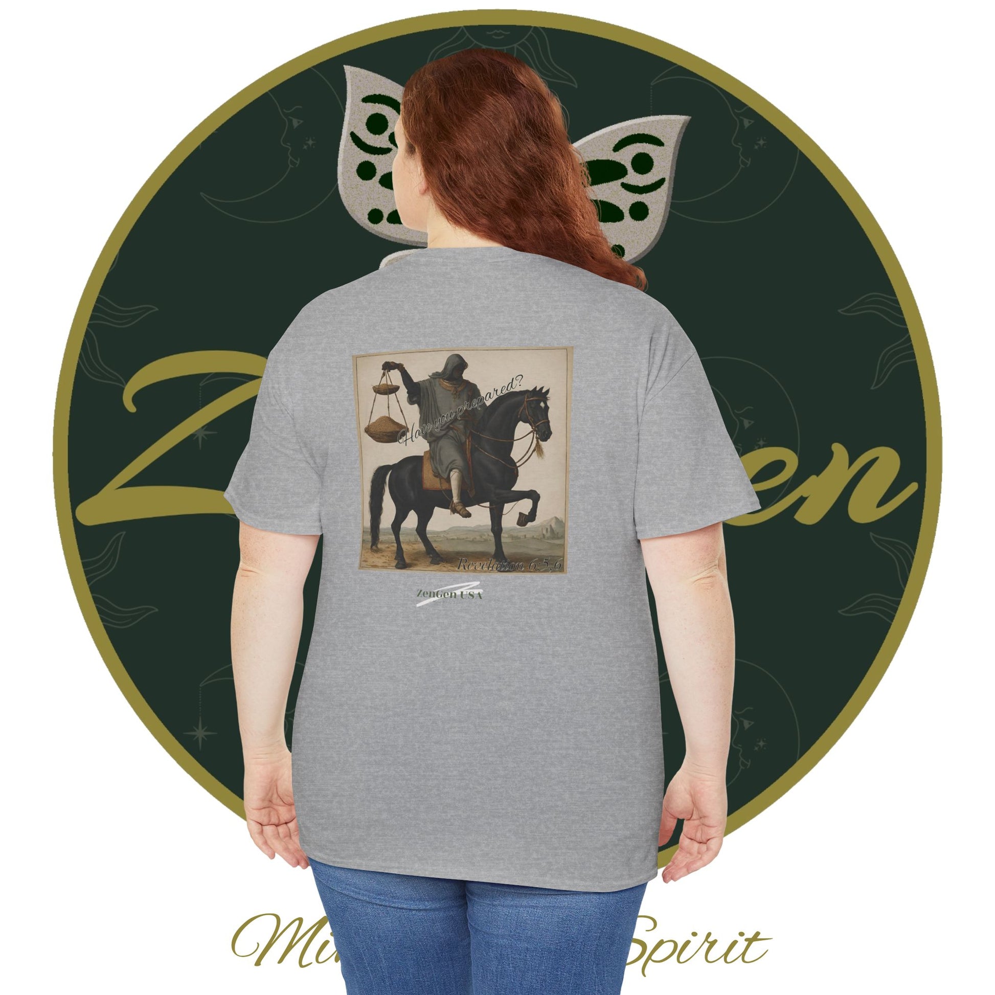 Apocalypse - 3rd Seal Revelation 6:5,6 - Unisex Heavy Cotton Tee - Revelation Collection - ZenGen USA - ZenGen USA