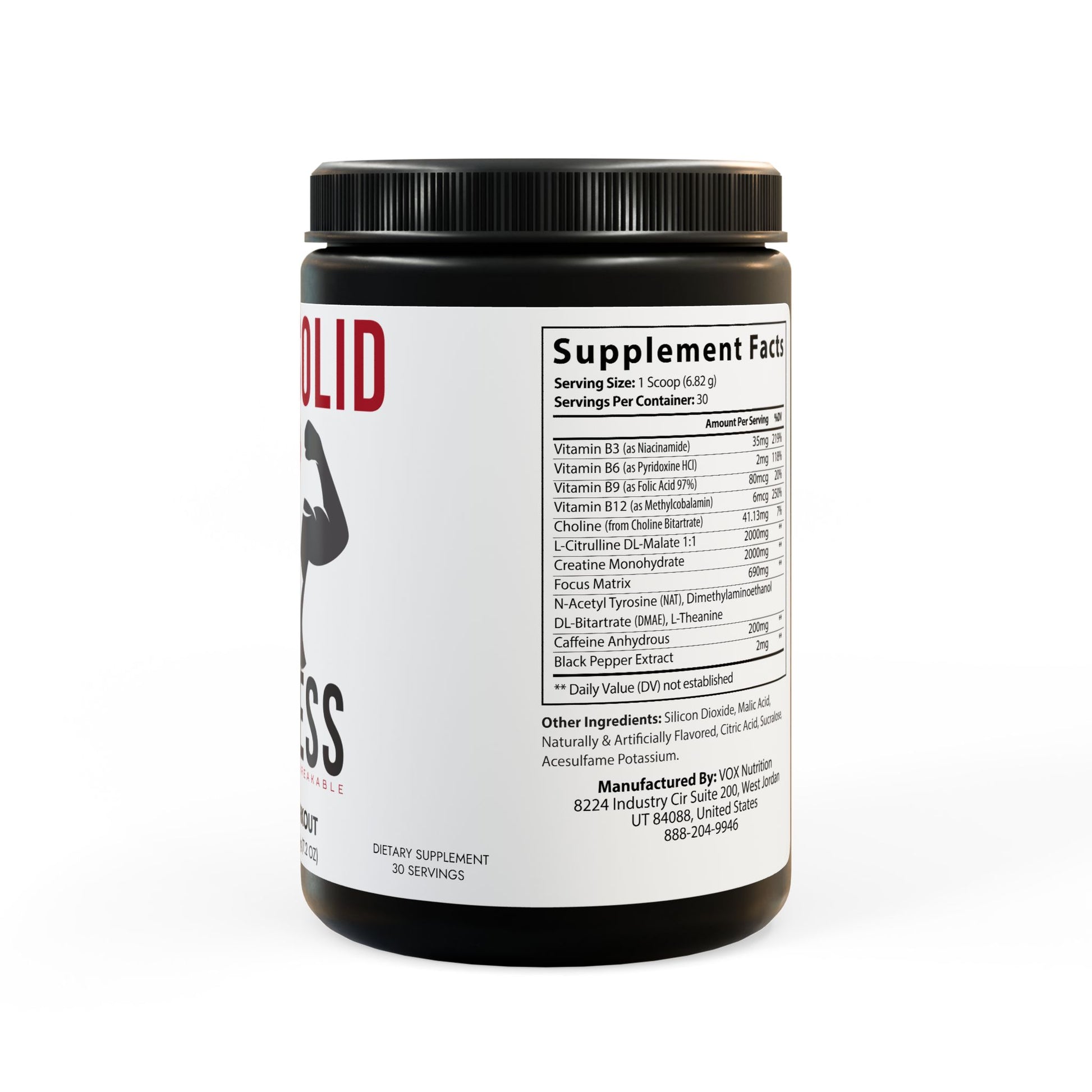 RockSolid Fitness Pre-Workout Supplement - Fruit Punch Flavored (204g, 7.1oz) - ZenGen USA