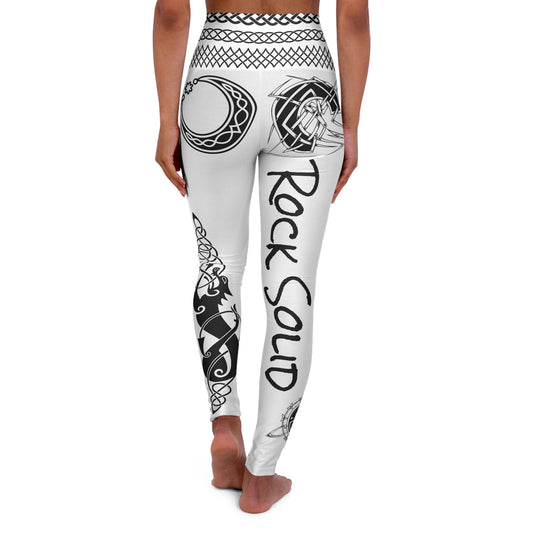 Celtic Tribal Tattoo - White Yoga Leggings - ZenGen USA ROCK SOLID - ZenGen USA