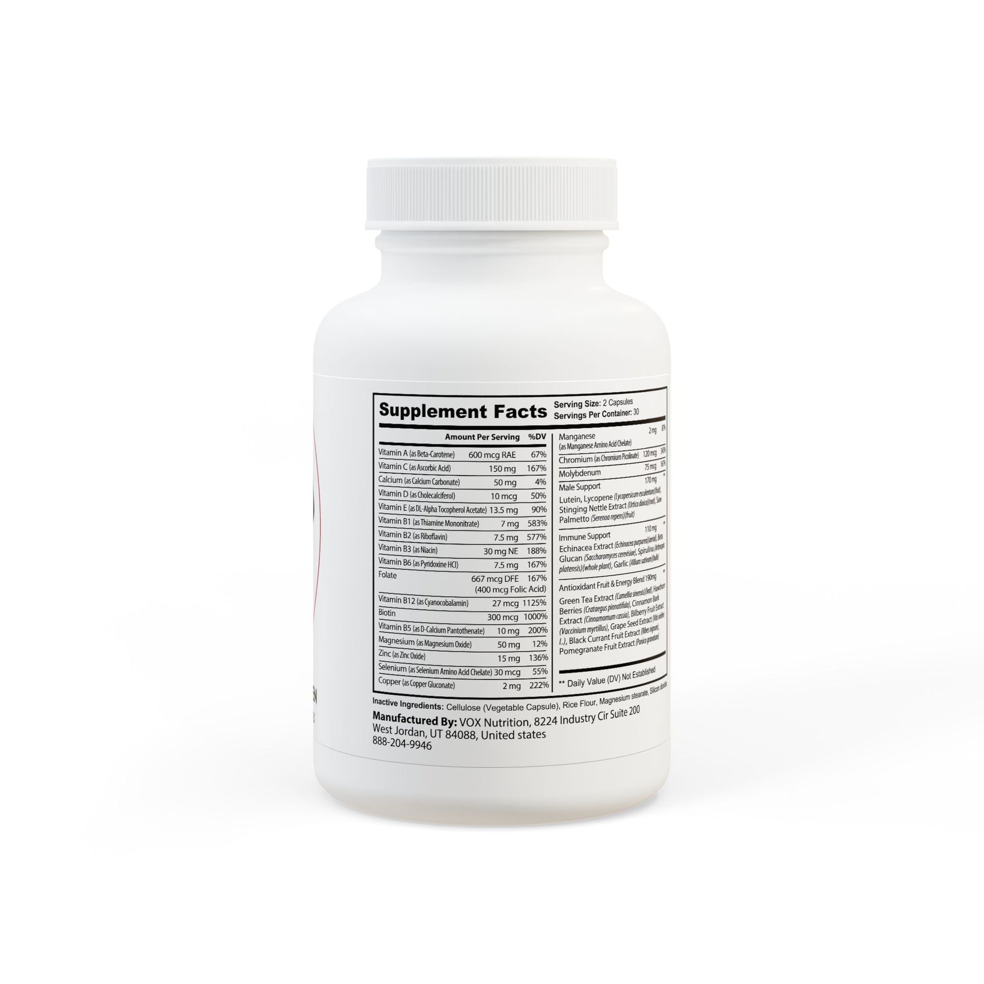 RockSolid Fitness Multivitamin for Men Supplement (60 Capsules) - ZenGen USA