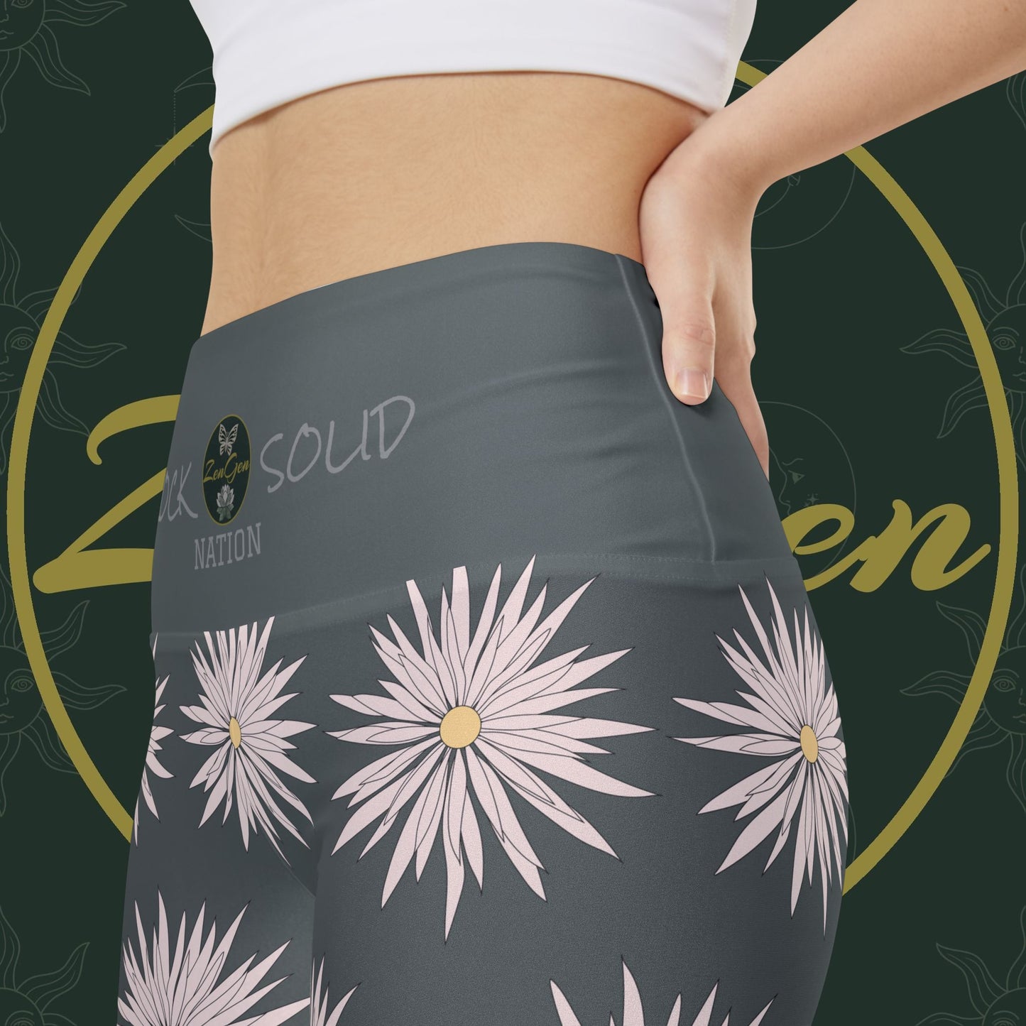 Women's Workout Shorts  - Gray - ROCK SOLID Blazing Flower - ZenGen USA - ZenGen USA