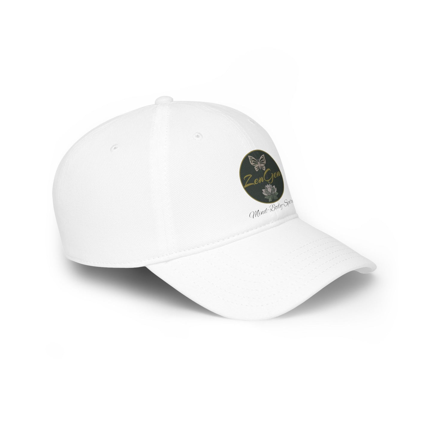 ZenGen Logo Wear - Unisex Low Profile Baseball Cap - White or Khaki - One Size Fits All - ZenGen USA
