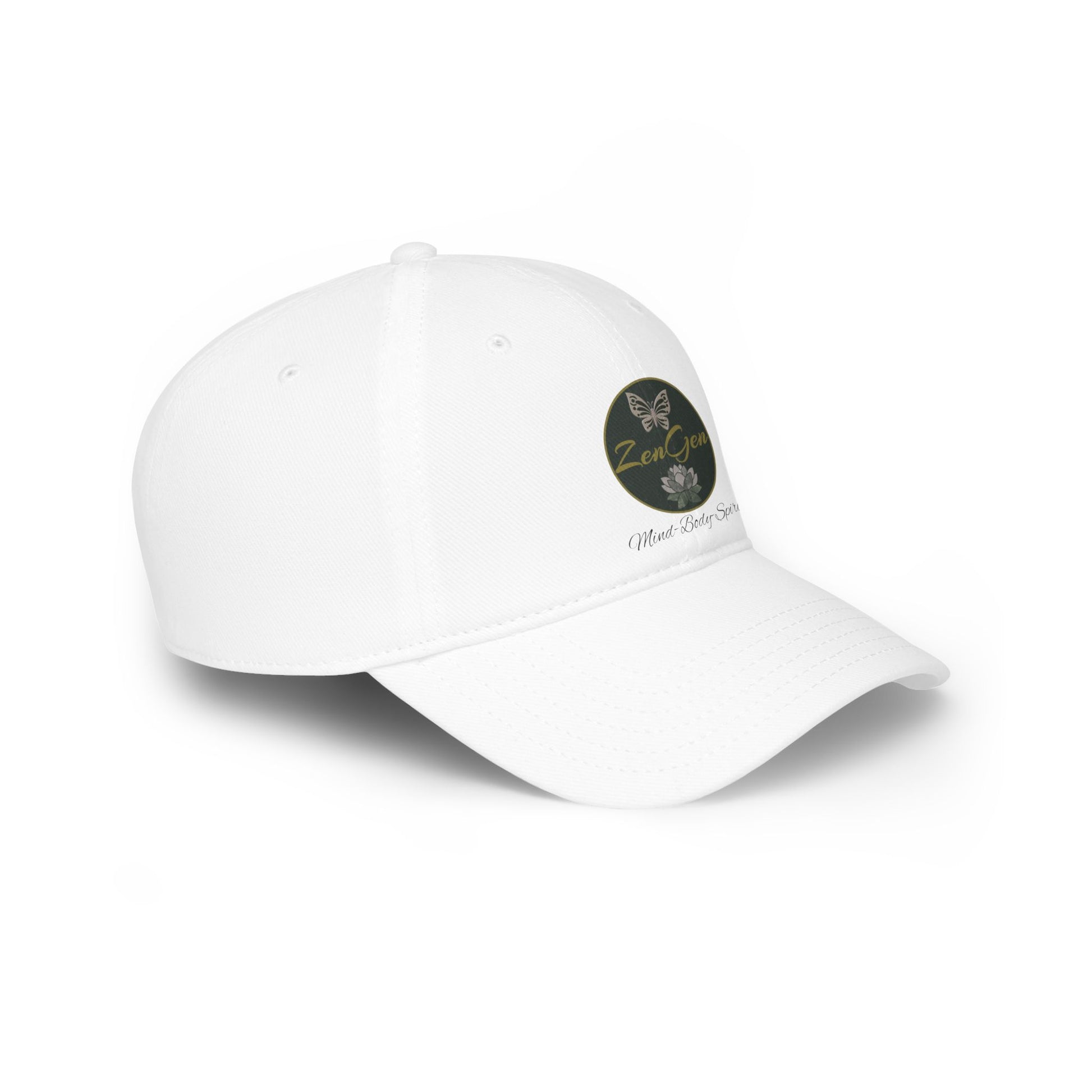 ZenGen Logo Wear - Unisex Low Profile Baseball Cap - White or Khaki - One Size Fits All - ZenGen USA