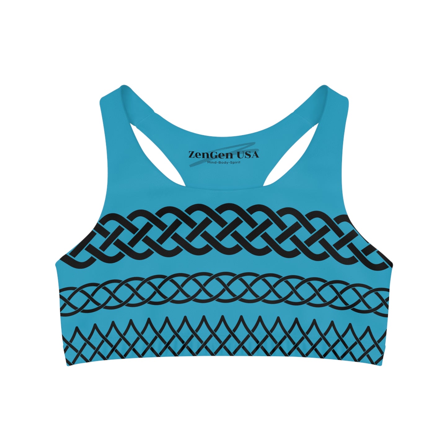 Celtic Tribal Tattoo - Turquoise Sports Bra - ZenGen USA ROCK SOLID - ZenGen USA