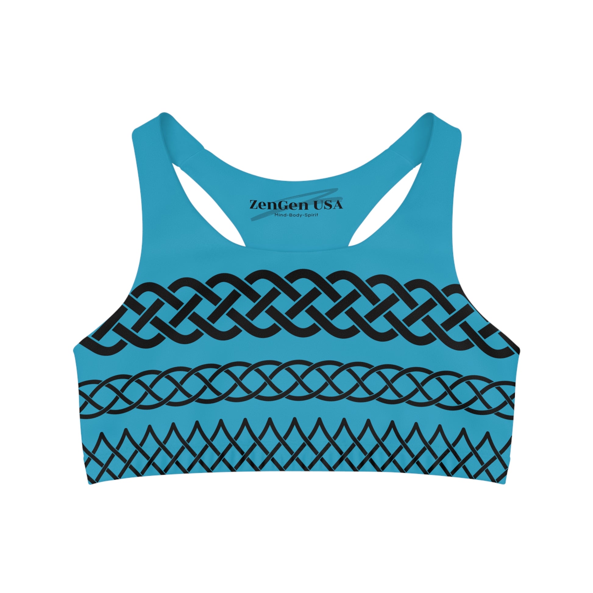 Celtic Tribal Tattoo - Turquoise Sports Bra - ZenGen USA ROCK SOLID - ZenGen USA