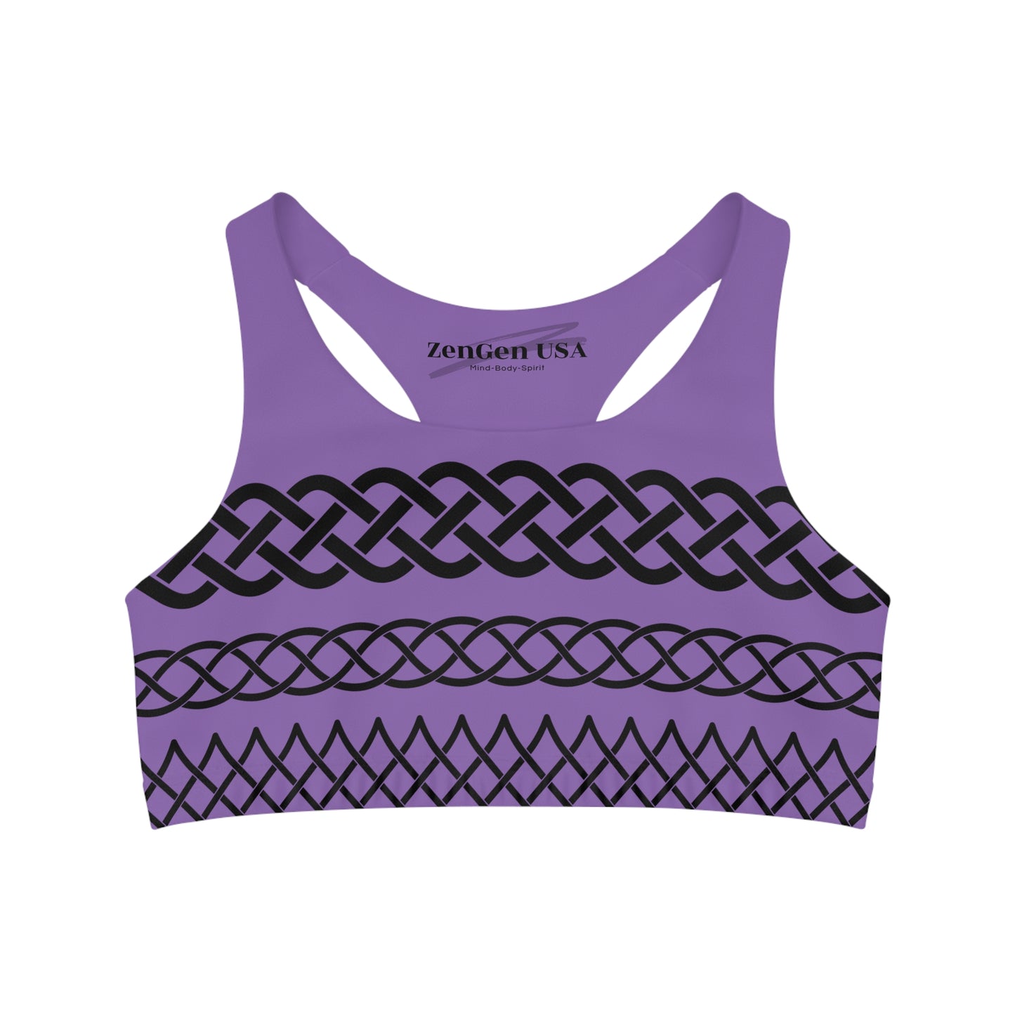 Celtic Tribal Tattoo - Purple Sports Bra - ZenGen USA ROCK SOLID - ZenGen USA