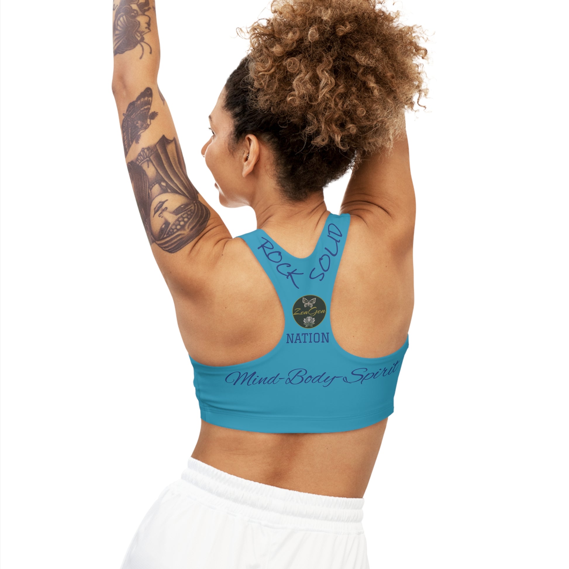 Seamless Sports Bra Turquois  - ROCK SOLID Blazing Flower - ZenGen USA - ZenGen USA