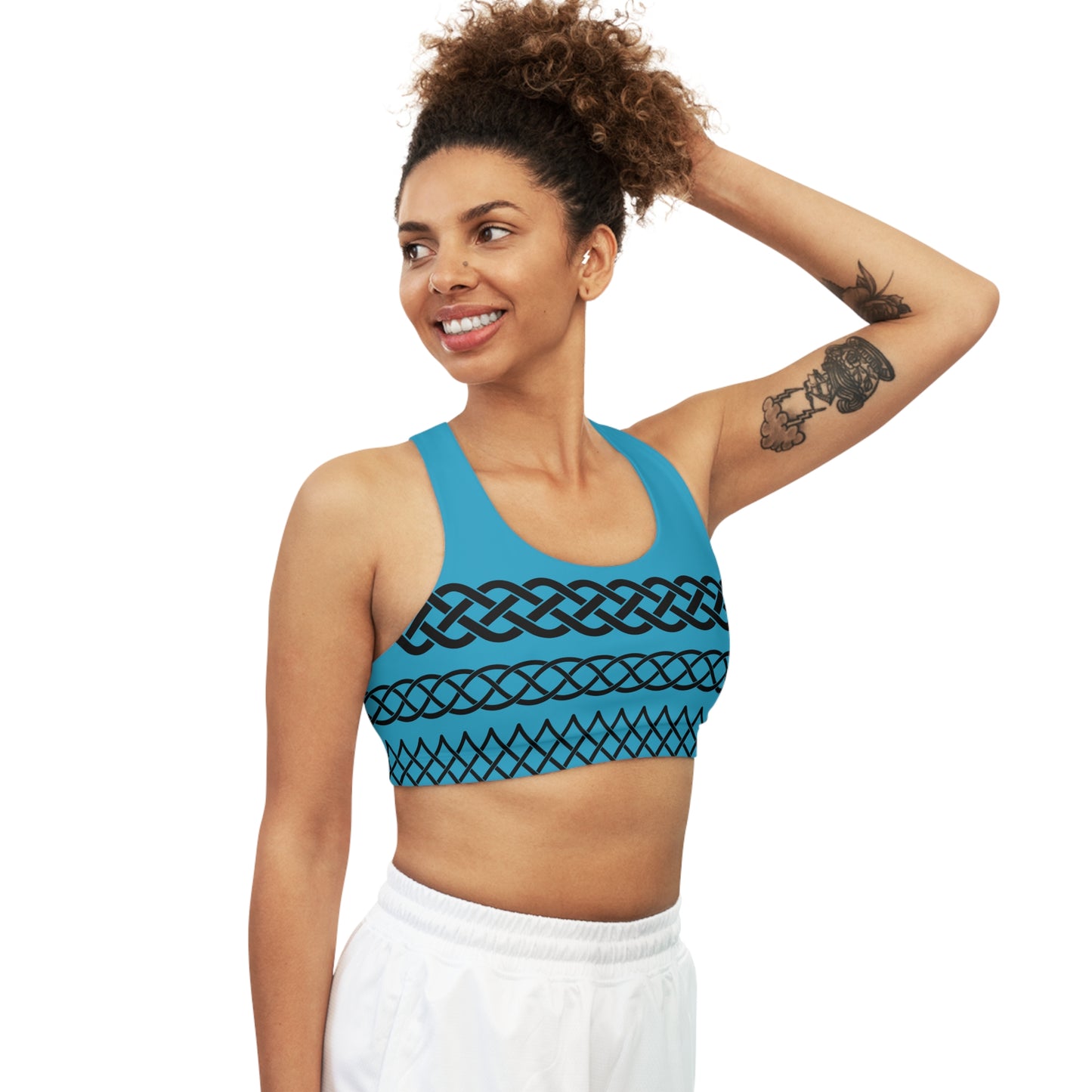 Celtic Tribal Tattoo - Turquoise Sports Bra - ZenGen USA ROCK SOLID - ZenGen USA