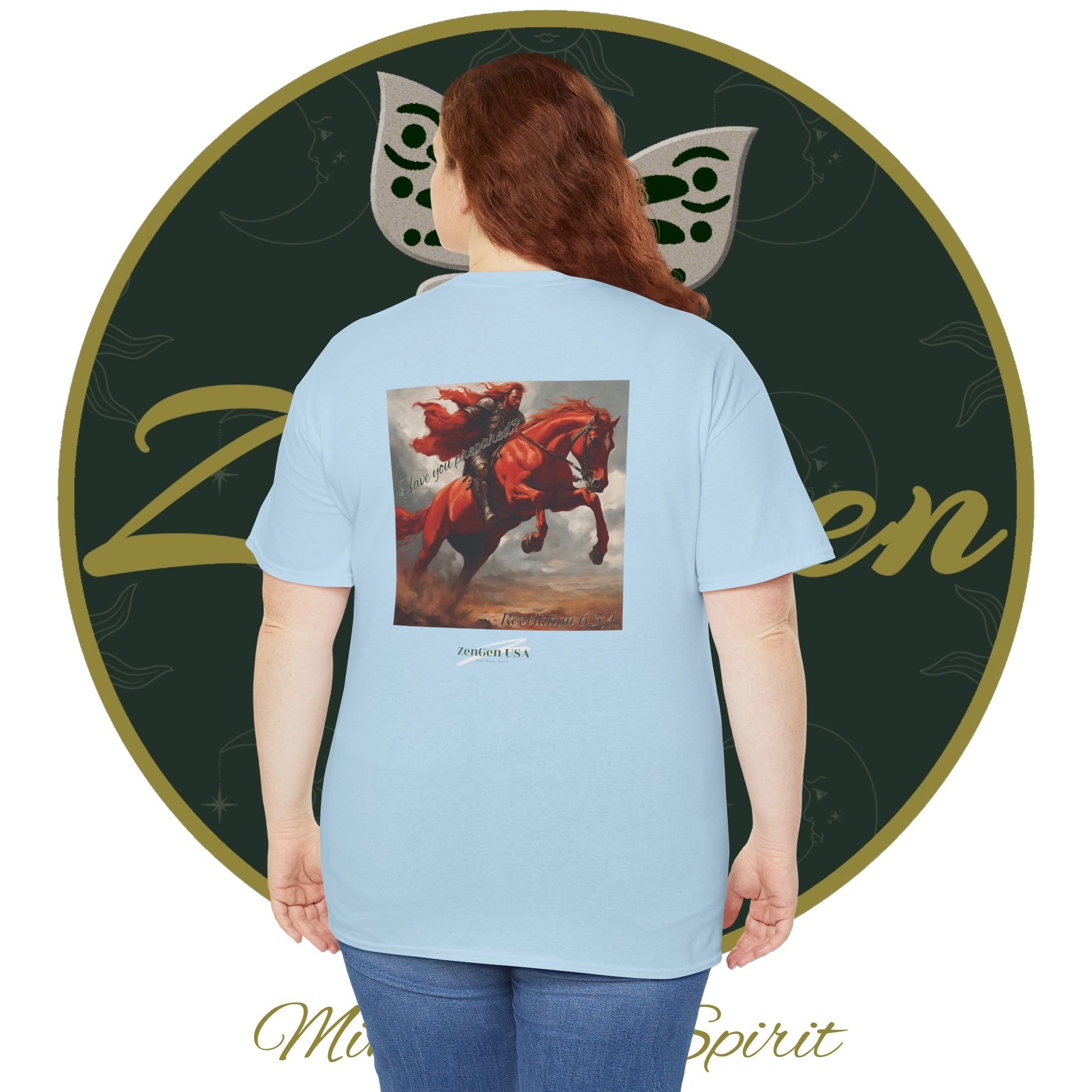 Apocalypse - 2nd Seal Revelation 6:3,4 - Unisex Heavy Cotton Tee - Revelation Collection - ZenGen USA - ZenGen USA