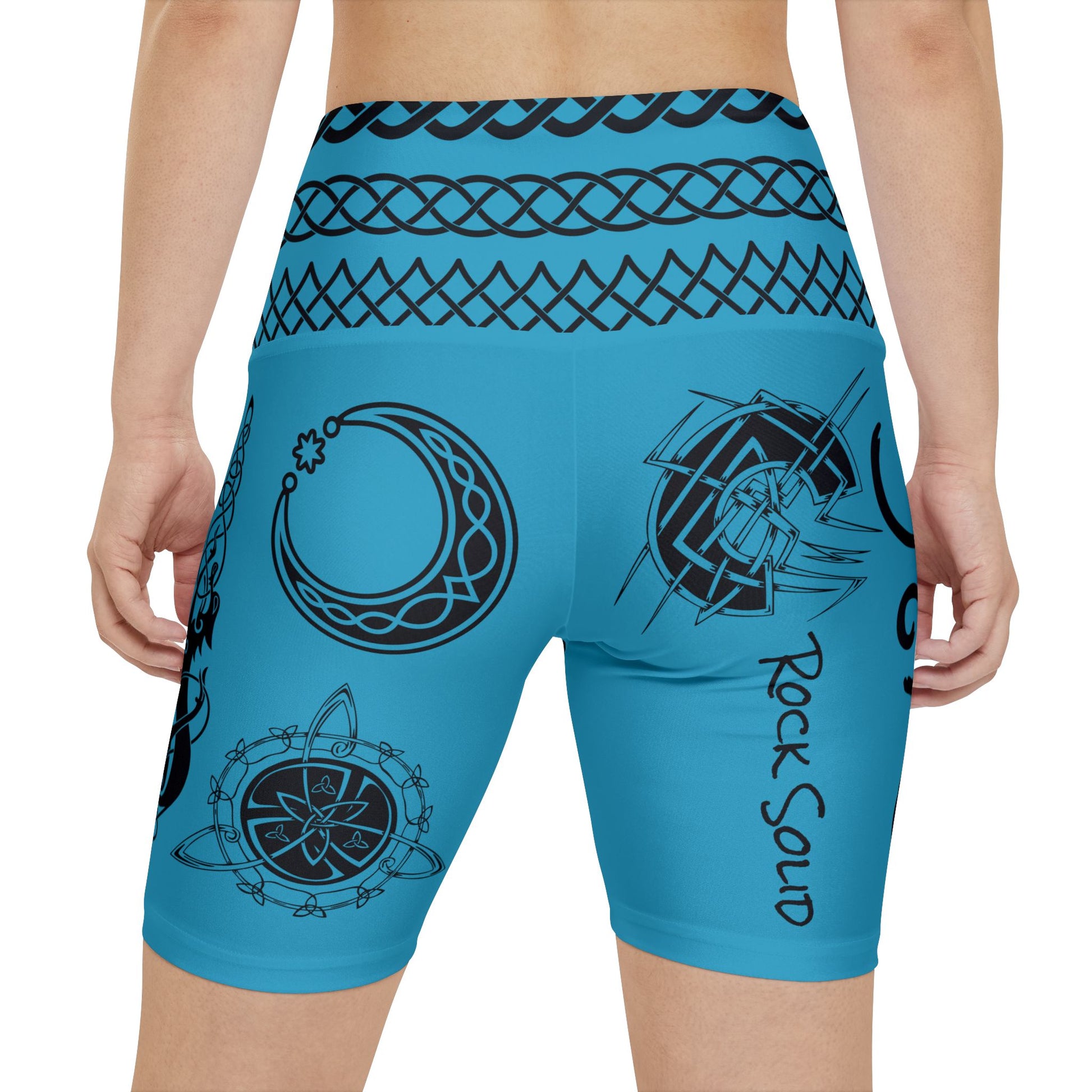 Celtic Tribal Tattoo - Turquoise Women's Workout Shorts - ZenGen USA ROCK SOLID - ZenGen USA