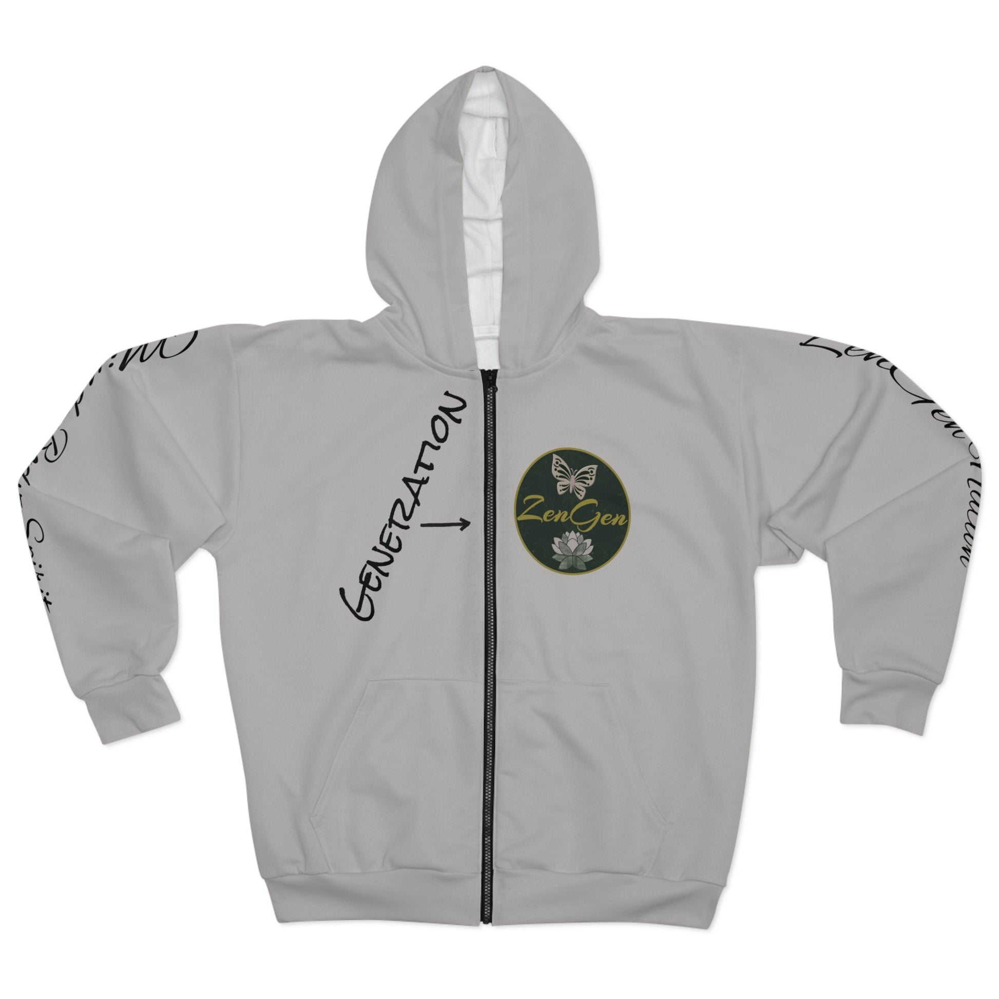 Generation ZenGen - Gray Unisex Zip Hoodie - ZenGen USA