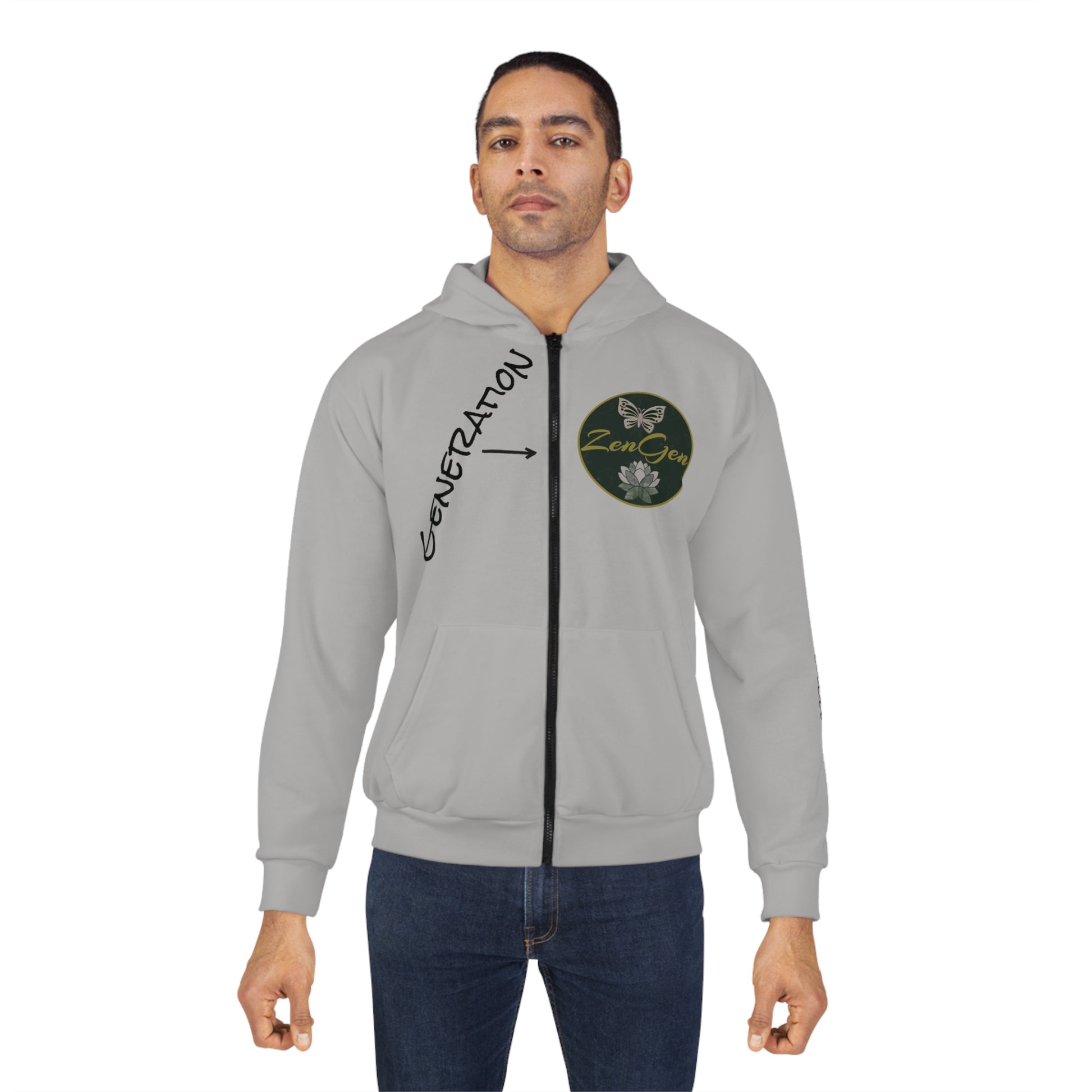 Generation ZenGen - Gray Unisex Zip Hoodie - ZenGen USA