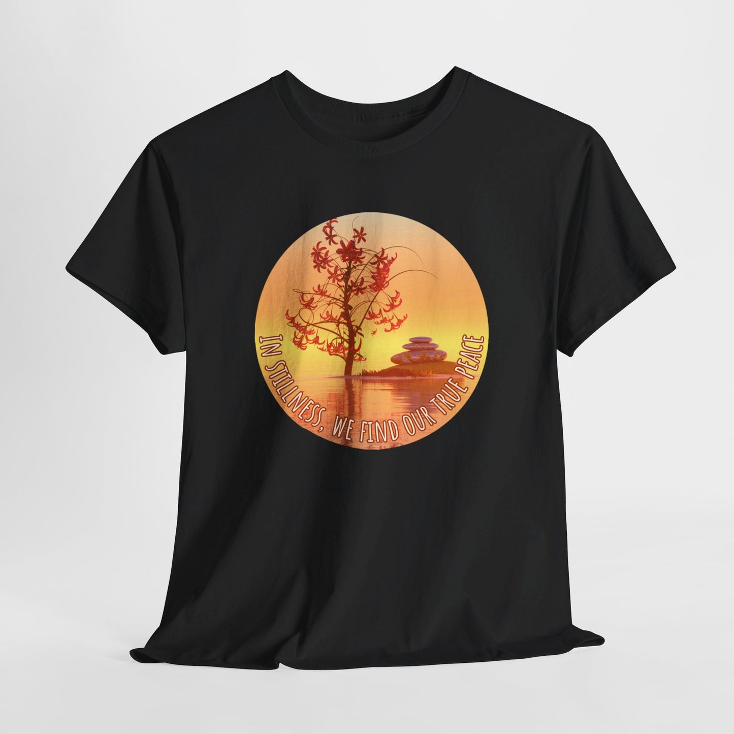 Find True Peace: Unisex Heavy Cotton Zen Bonsai & Cairns Graphic Tee - ZenGen USA