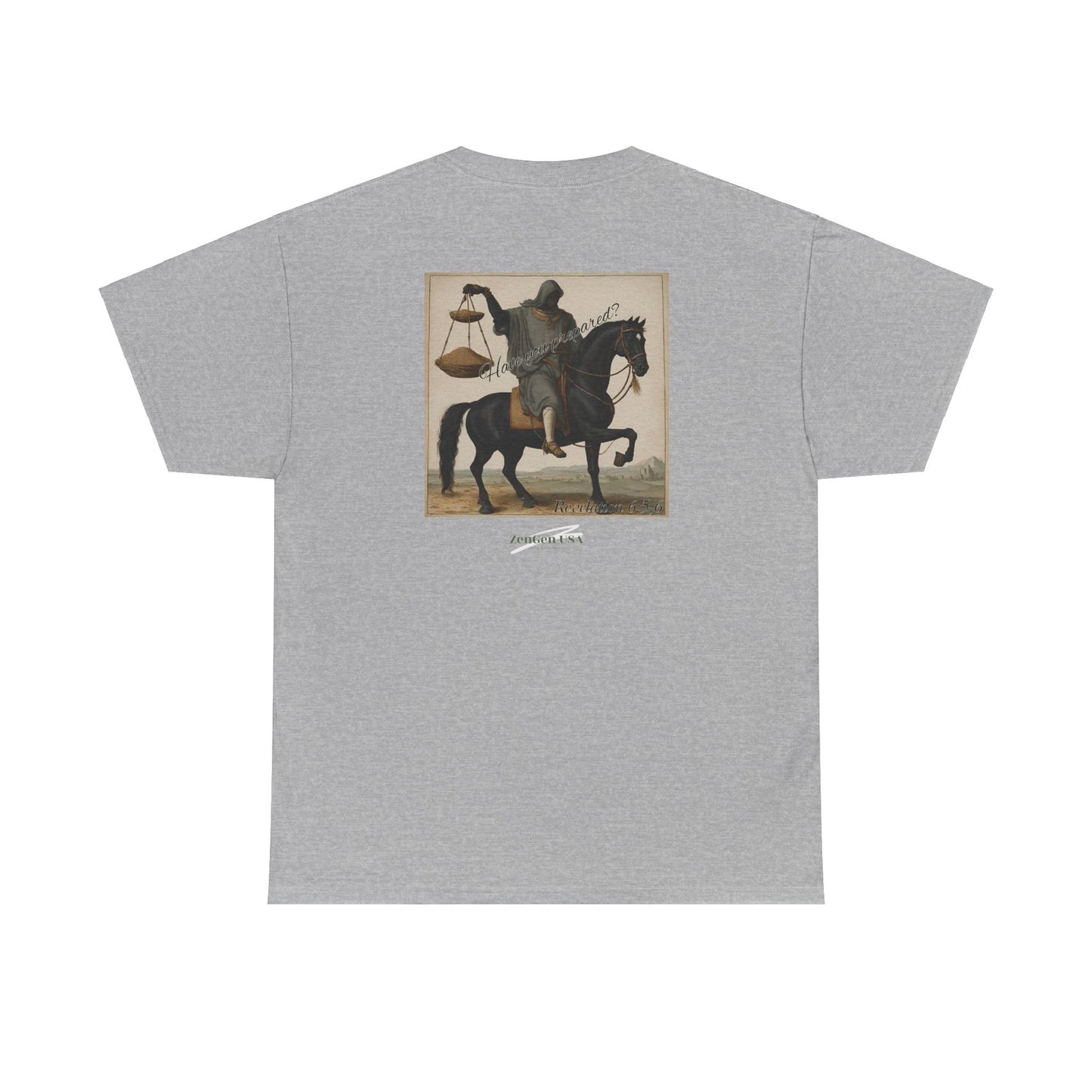 Apocalypse - 3rd Seal Revelation 6:5,6 - Unisex Heavy Cotton Tee - Revelation Collection - ZenGen USA - ZenGen USA