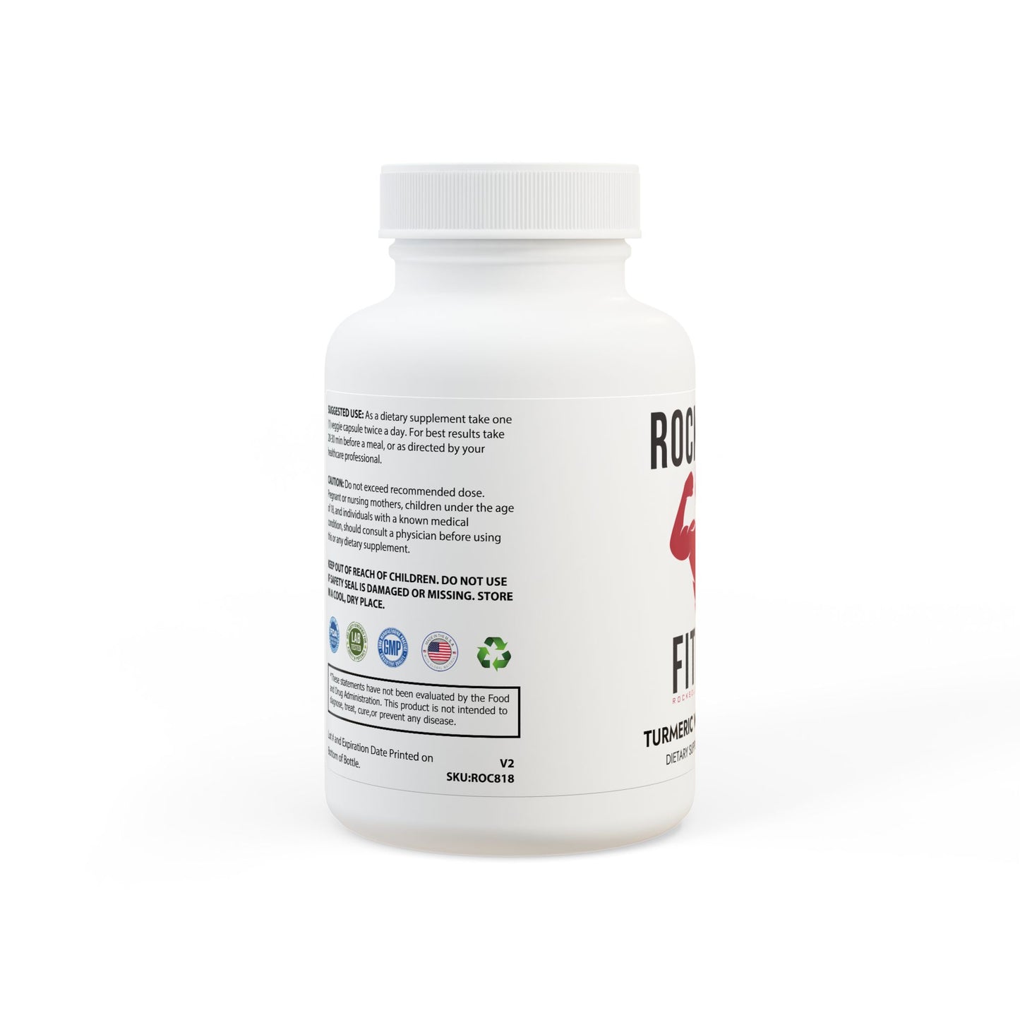 RockSolid Fitness Turmeric with BioPerine® (Black Pepper Fruit Extract) Supplement (60 Capsules) - ZenGen USA