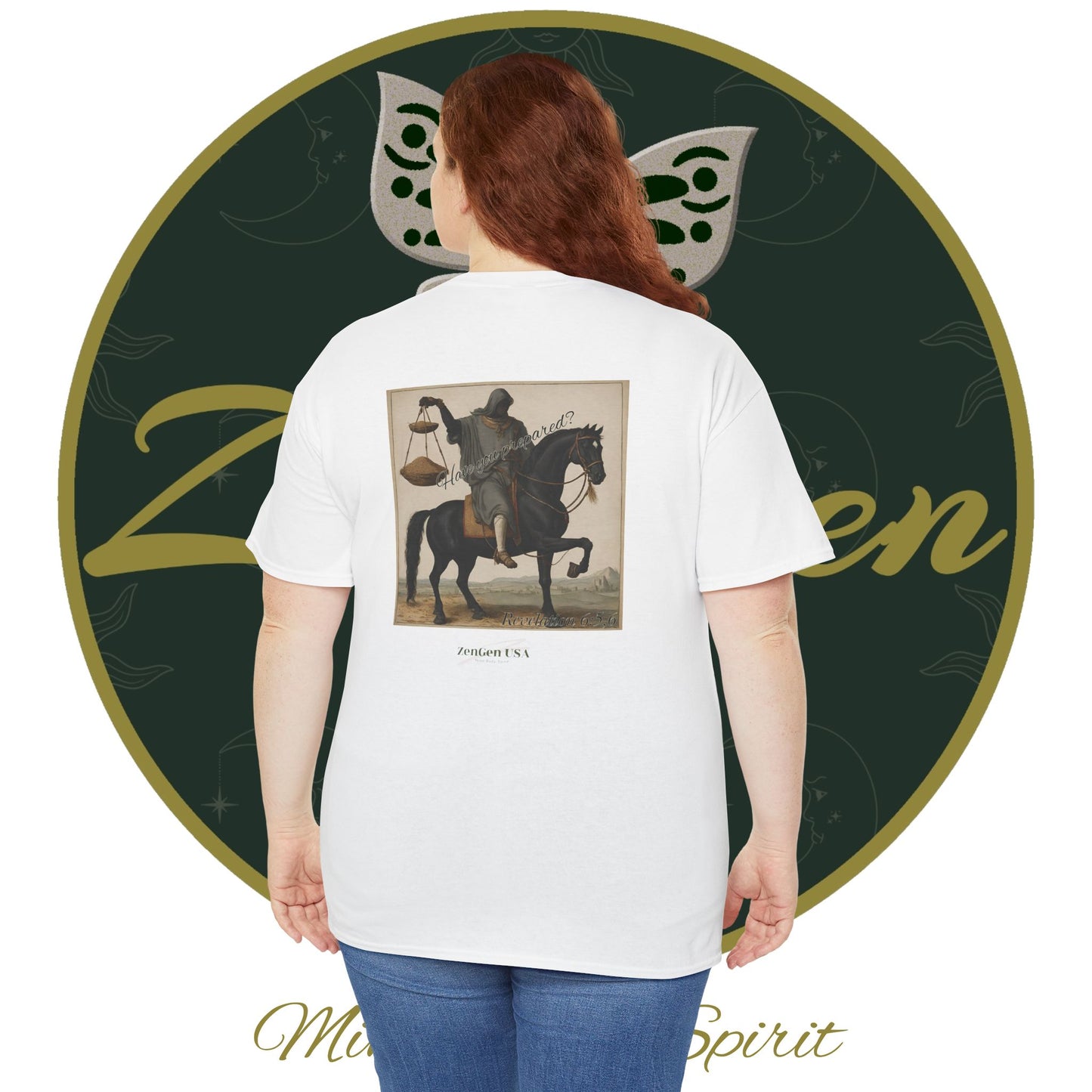 Apocalypse - 3rd Seal Revelation 6:5,6 - Unisex Heavy Cotton Tee - Revelation Collection - ZenGen USA - ZenGen USA