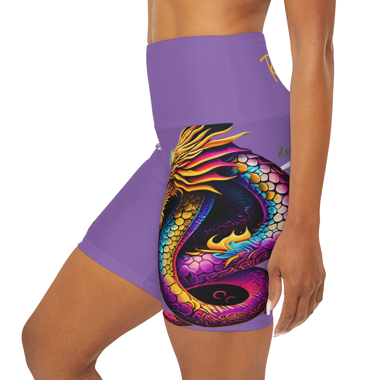Dragon High Waisted Yoga Shorts | Orchid | ROCK SOLID | ZenGen USA - ZenGen USA