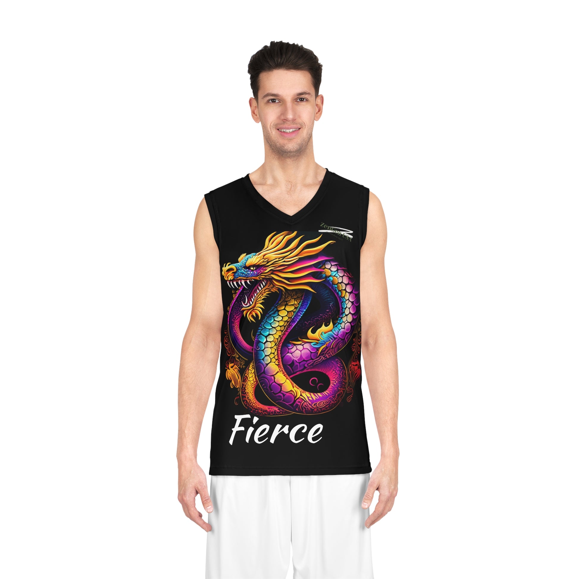 ZenGen USA "ROCK SOLID" Active Wear  - FIERCE Dragon Basketball Jersey (AOP) - ZenGen USA
