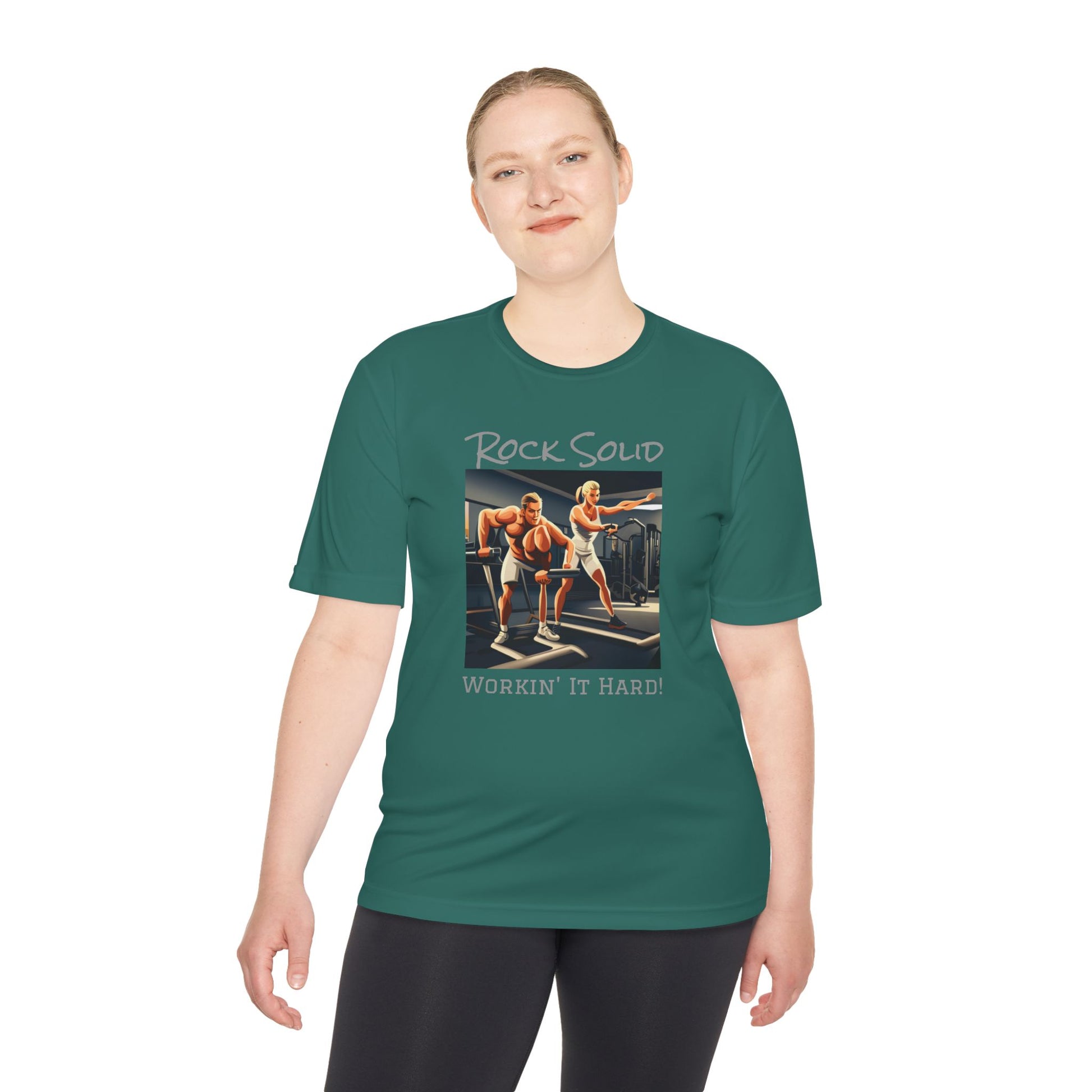 Unisex Moisture Wicking Tee - ROCK SOLID "Workin' It Hard!" - ZenGen USA - ZenGen USA