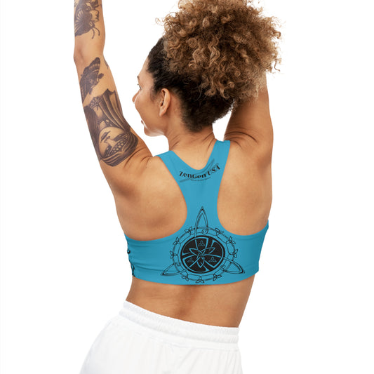 Celtic Tribal Tattoo - Turquoise Sports Bra - ZenGen USA ROCK SOLID - ZenGen USA