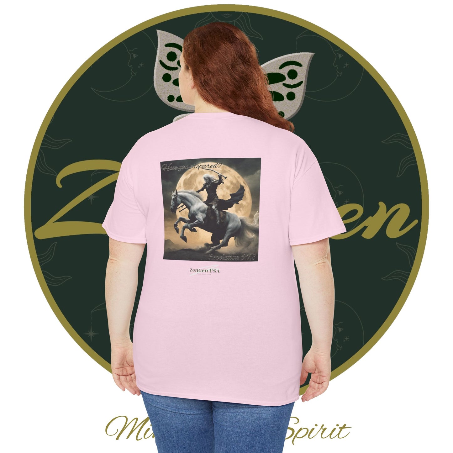 Apocalypse - 4th Seal Revelation 6:7,8 - Unisex Heavy Cotton Tee - Revelation Collection - ZenGen USA - ZenGen USA