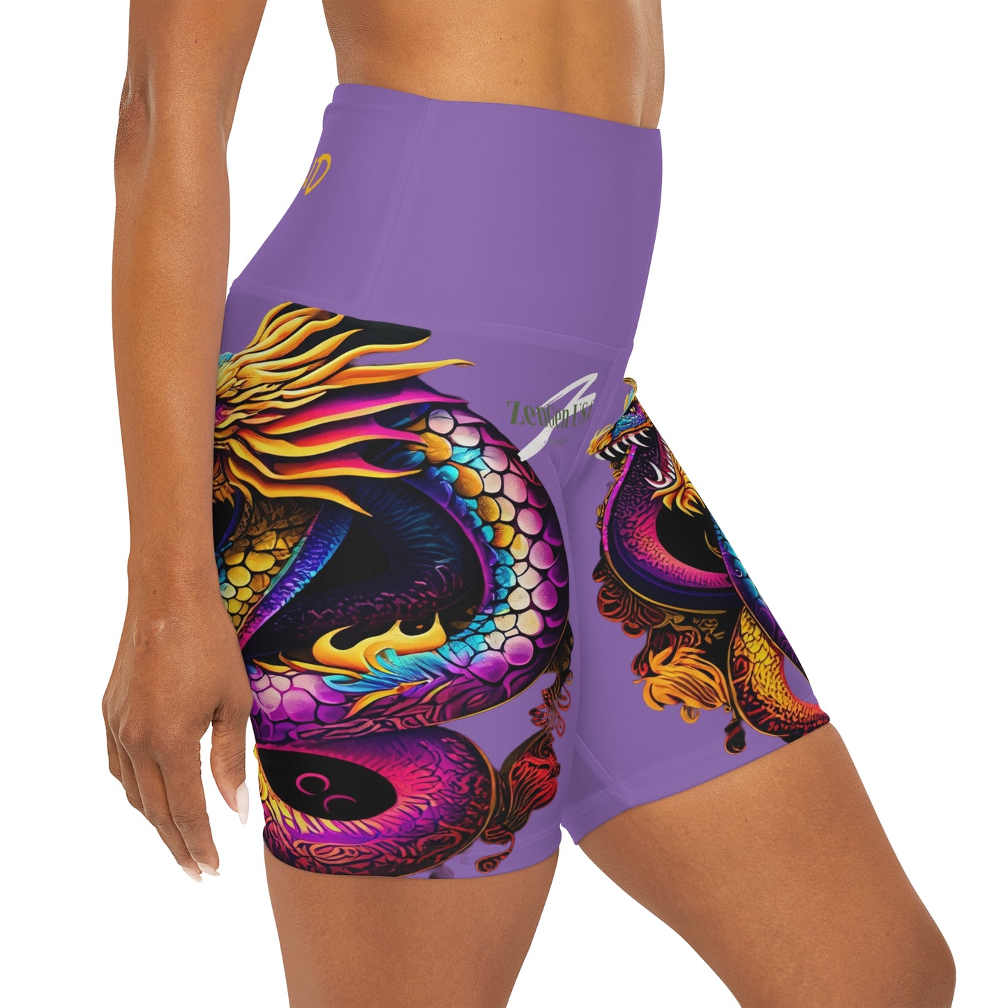 Dragon High Waisted Yoga Shorts | Orchid | ROCK SOLID | ZenGen USA - ZenGen USA