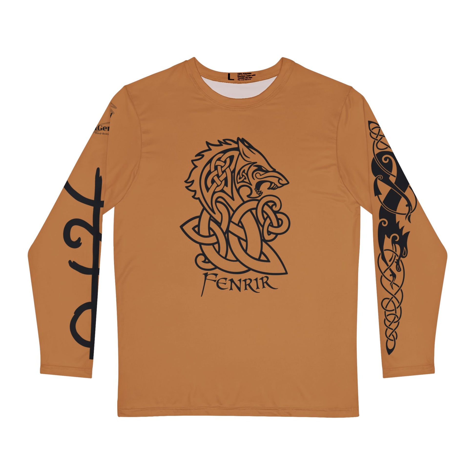 Celtic Fenrir Tribal Tattoo - Brown Men's Long Sleeve Shirt - ZenGen USA - ZenGen USA