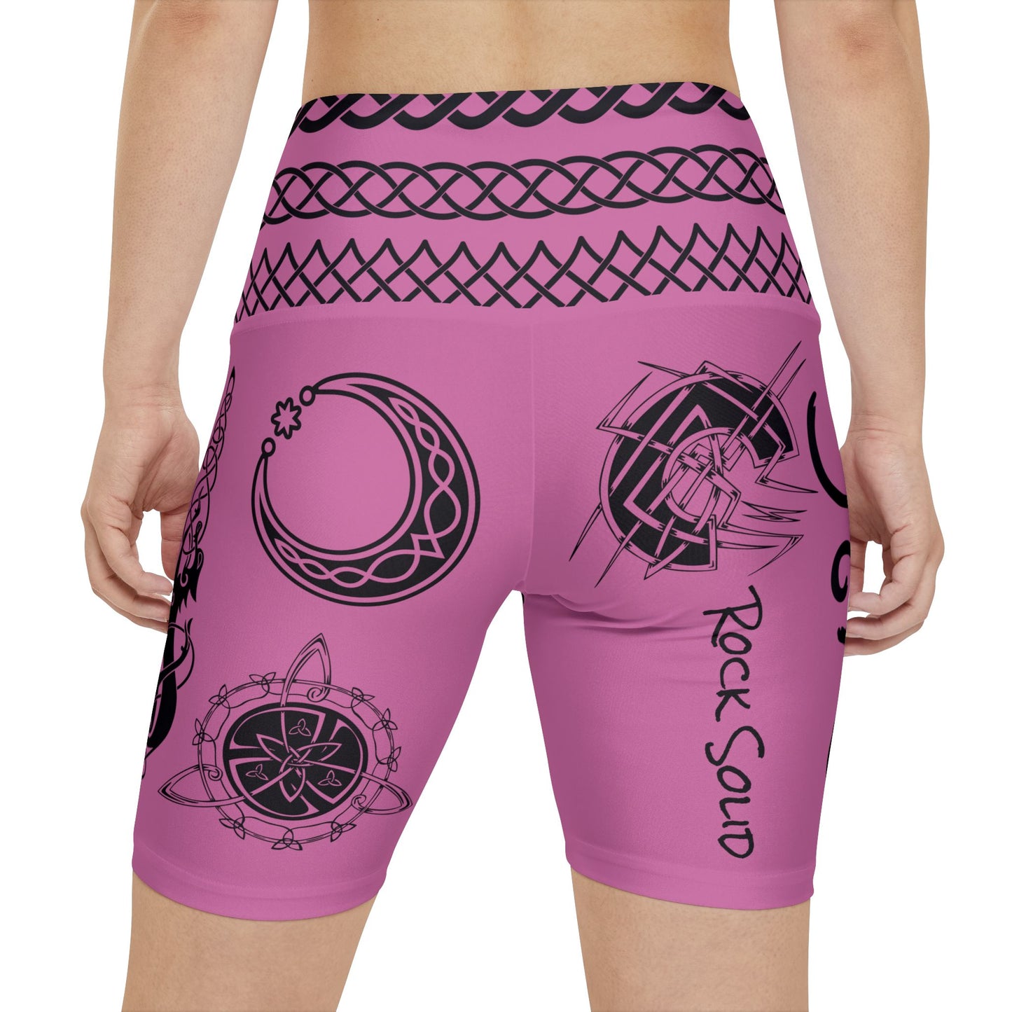 Celtic Tribal Tattoo - Pink Women's Workout Shorts - ZenGen USA ROCK SOLID - ZenGen USA