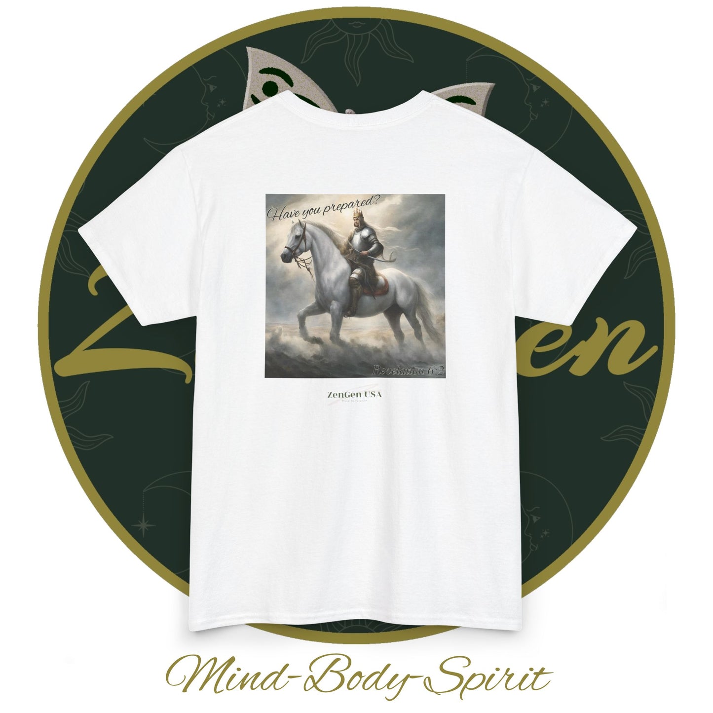 Apocalypse - 1st Seal Revelation 6:2 - Unisex Heavy Cotton Tee - Revelation Collection - ZenGen USA - ZenGen USA