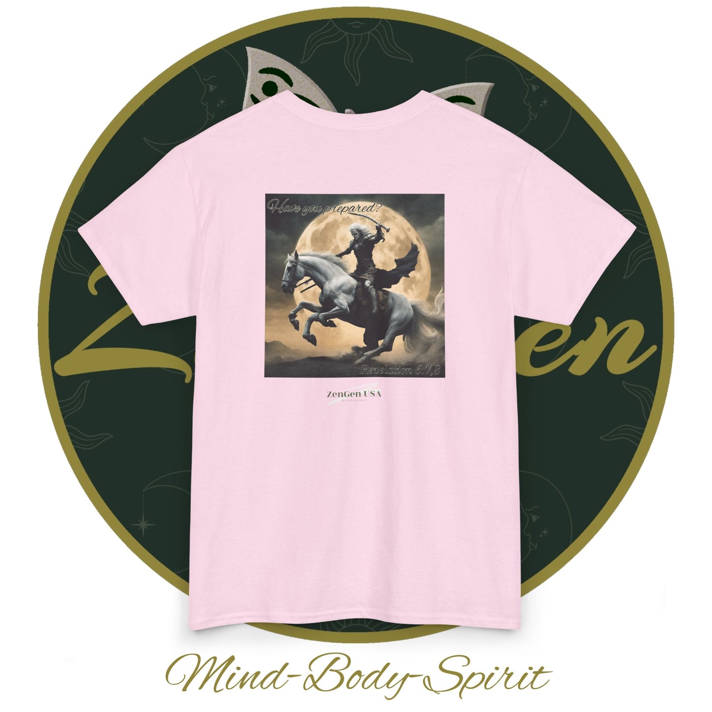 Apocalypse - 4th Seal Revelation 6:7,8 - Unisex Heavy Cotton Tee - Revelation Collection - ZenGen USA - ZenGen USA
