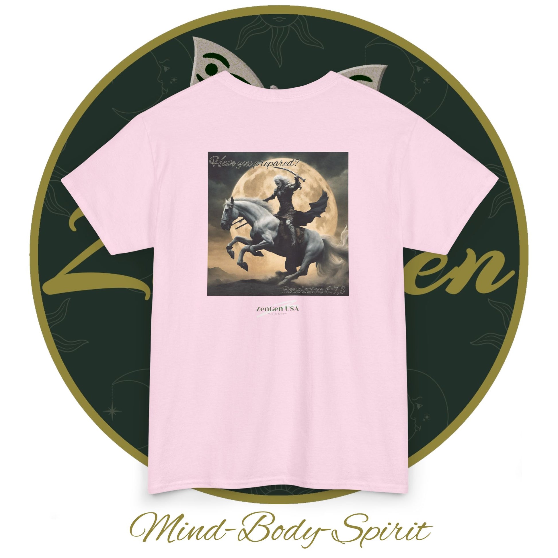 Apocalypse - 4th Seal Revelation 6:7,8 - Unisex Heavy Cotton Tee - Revelation Collection - ZenGen USA - ZenGen USA