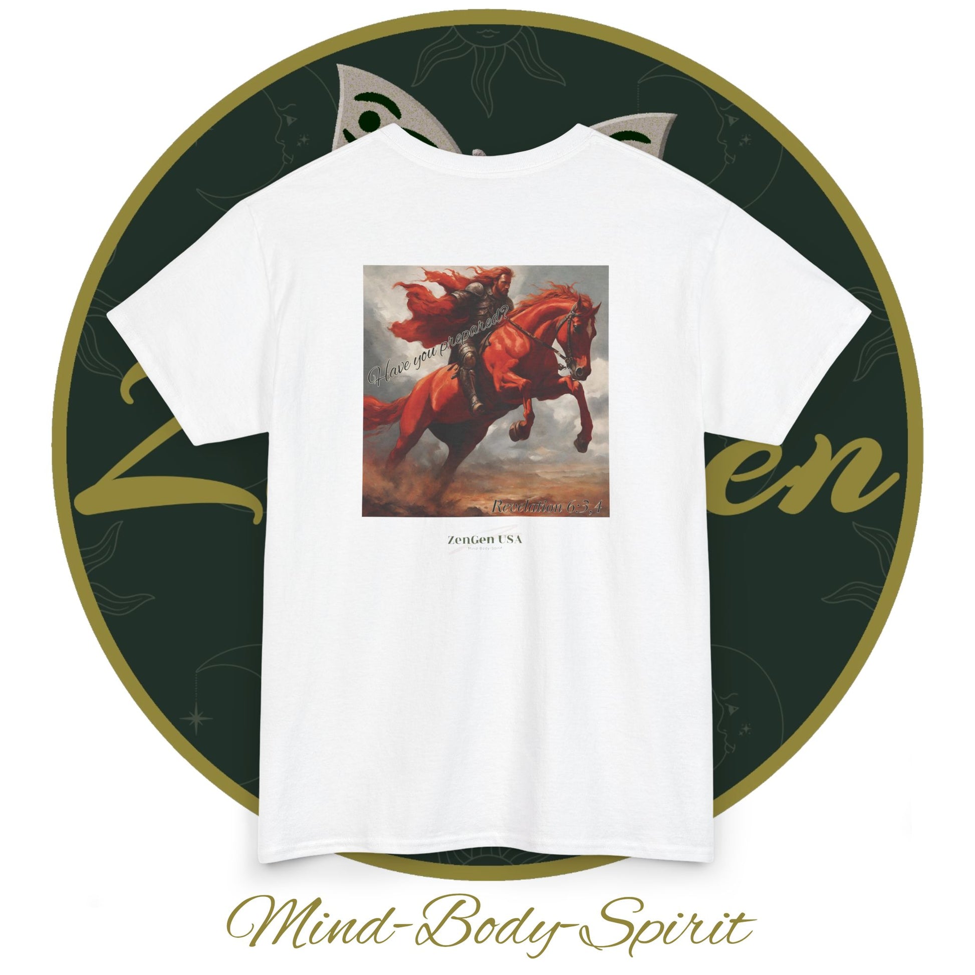 Apocalypse - 2nd Seal Revelation 6:3,4 - Unisex Heavy Cotton Tee - Revelation Collection - ZenGen USA - ZenGen USA