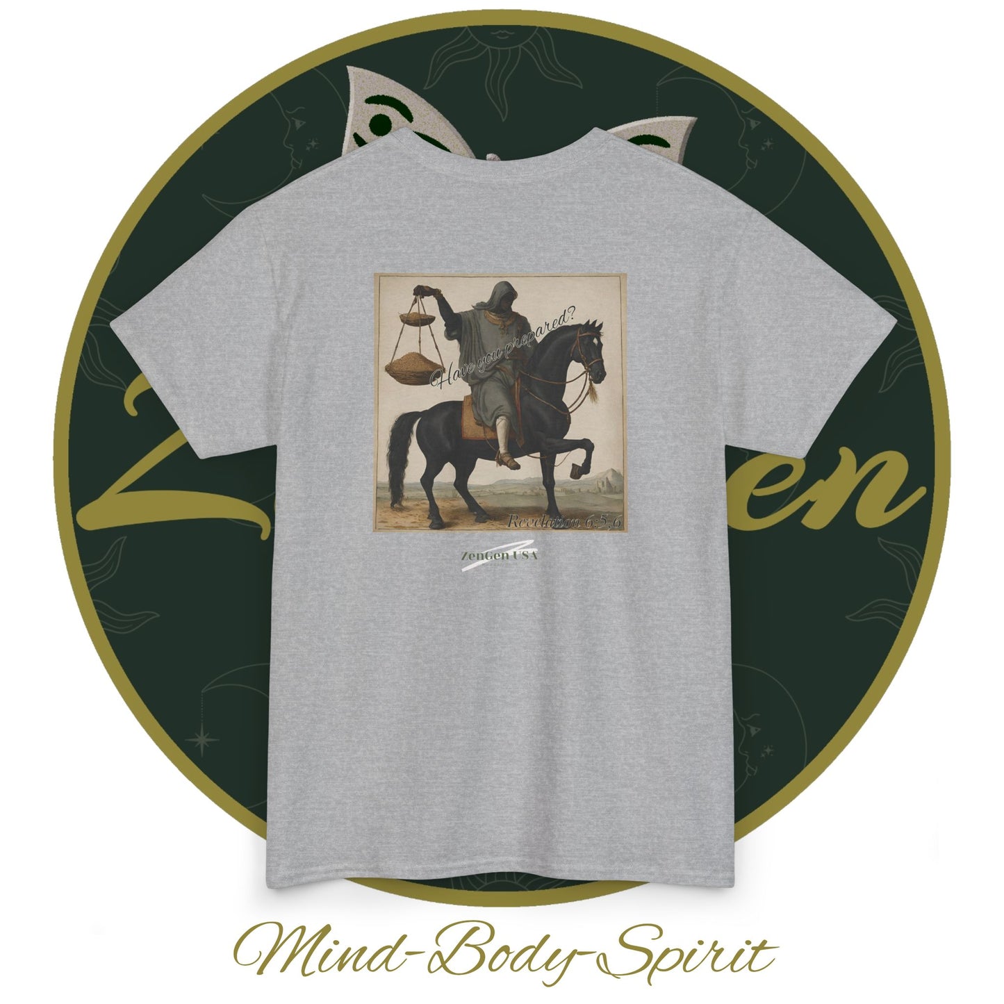 Apocalypse - 3rd Seal Revelation 6:5,6 - Unisex Heavy Cotton Tee - Revelation Collection - ZenGen USA - ZenGen USA