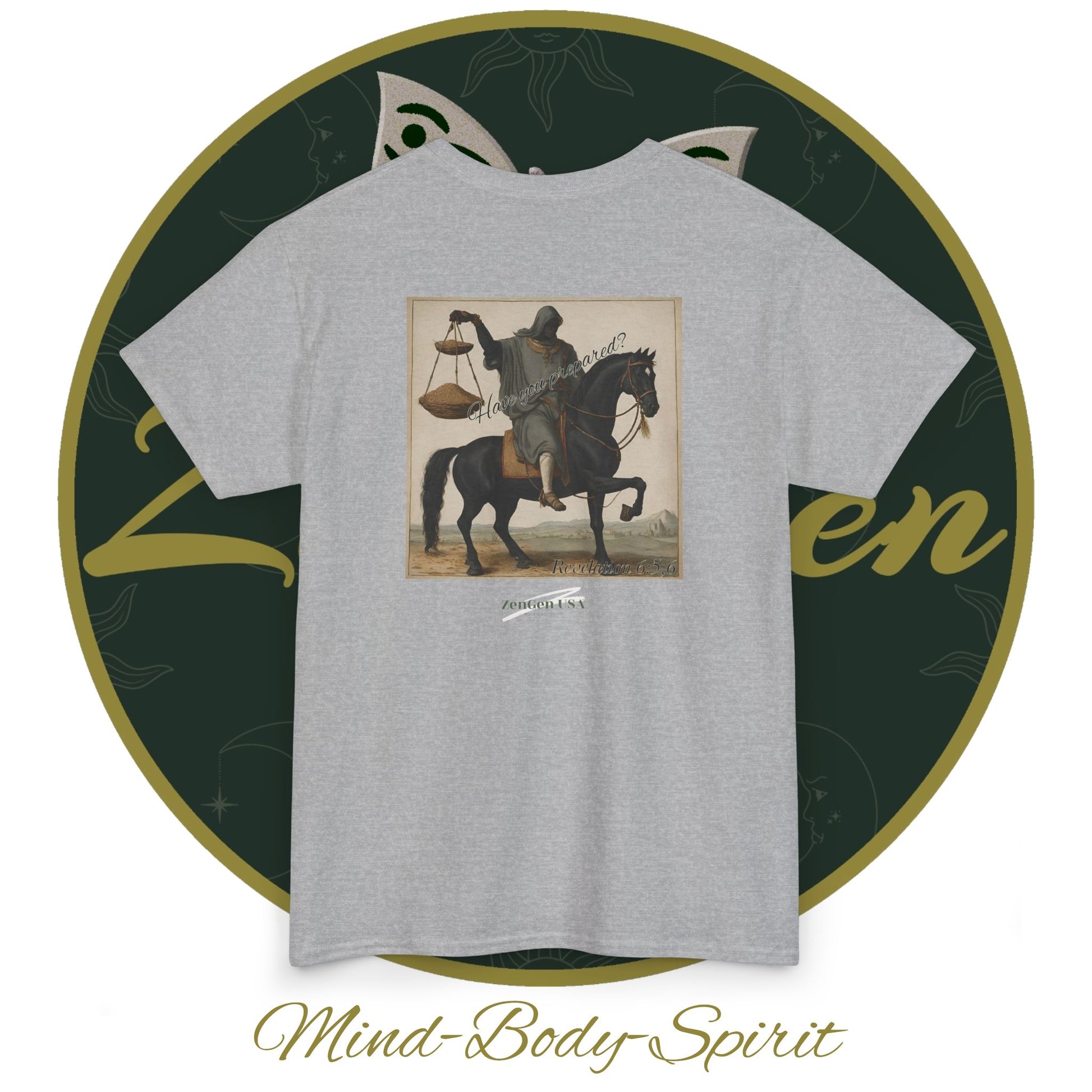 Apocalypse - 3rd Seal Revelation 6:5,6 - Unisex Heavy Cotton Tee - Revelation Collection - ZenGen USA - ZenGen USA