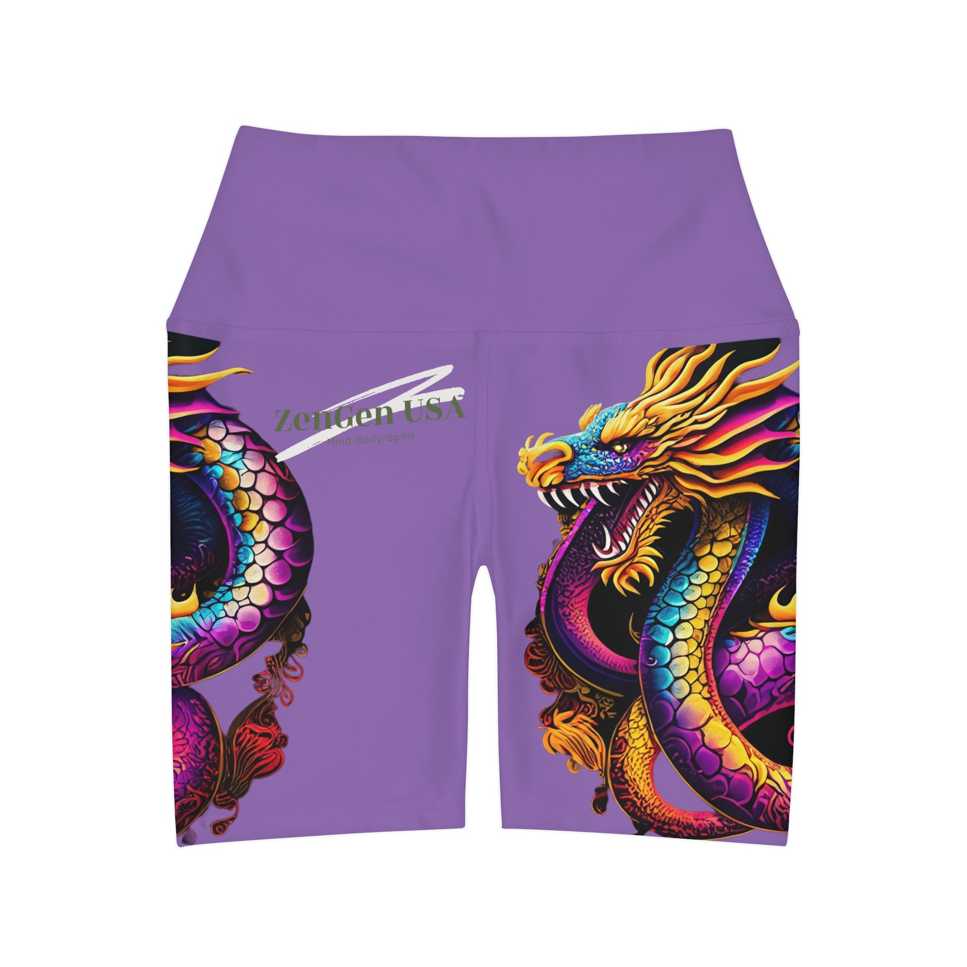 Dragon High Waisted Yoga Shorts | Orchid | ROCK SOLID | ZenGen USA - ZenGen USA