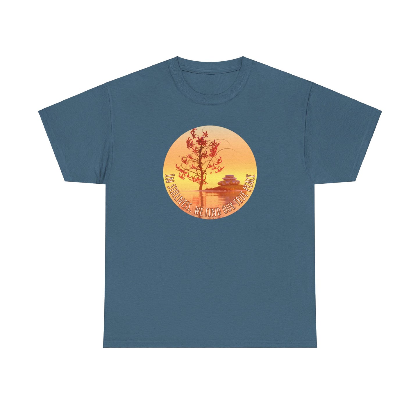 Find True Peace: Unisex Heavy Cotton Zen Bonsai & Cairns Graphic Tee - ZenGen USA