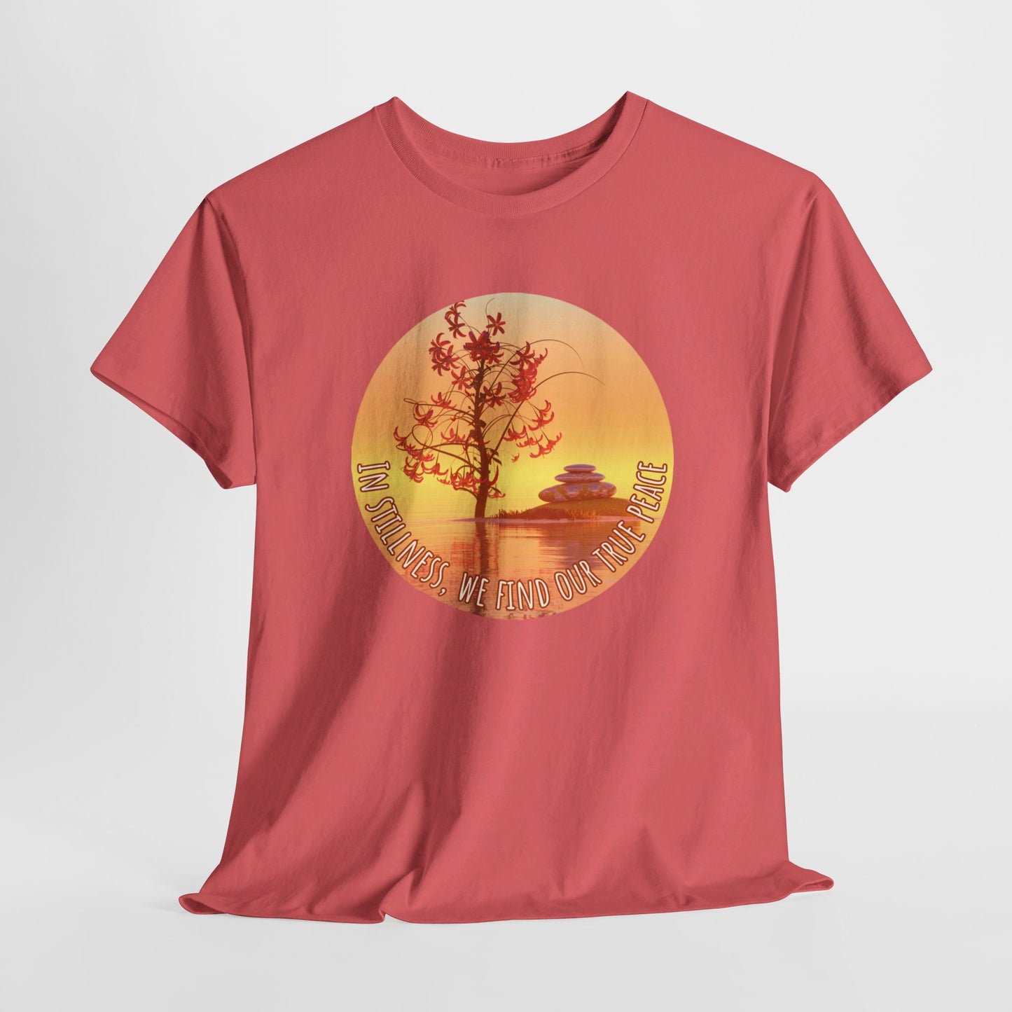 Find True Peace: Unisex Heavy Cotton Zen Bonsai & Cairns Graphic Tee - ZenGen USA
