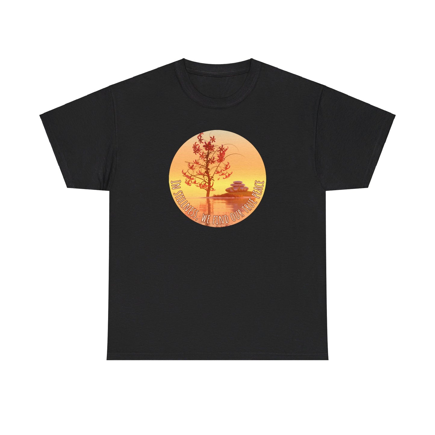 Find True Peace: Unisex Heavy Cotton Zen Bonsai & Cairns Graphic Tee - ZenGen USA