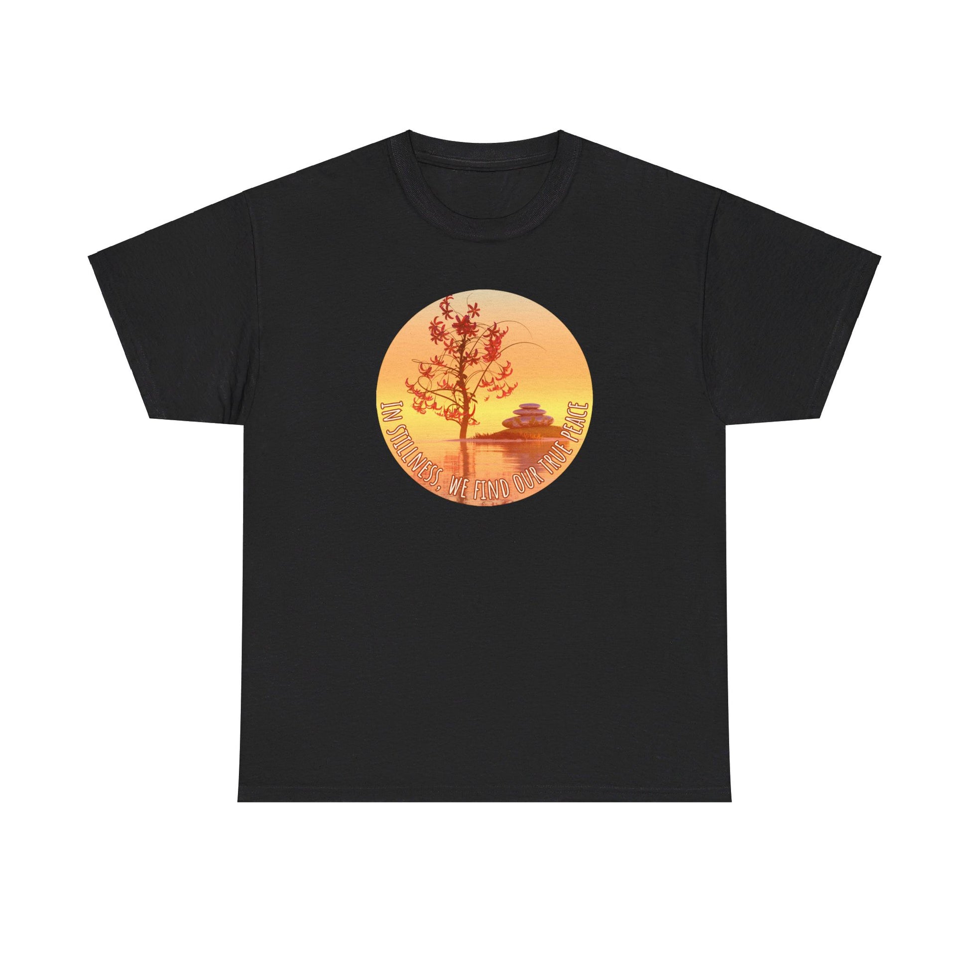 Find True Peace: Unisex Heavy Cotton Zen Bonsai & Cairns Graphic Tee - ZenGen USA